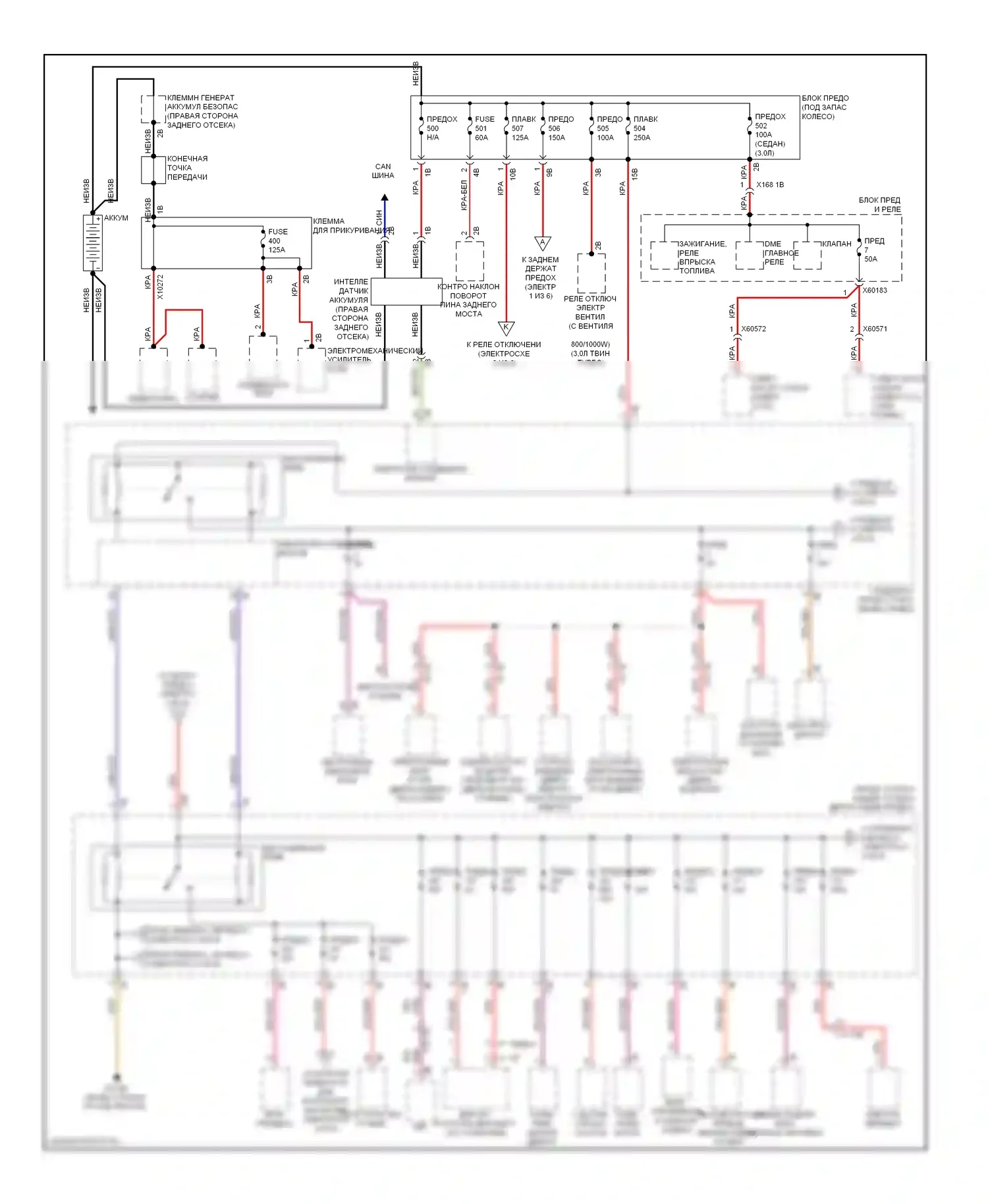 5 серия GT BMW F07 (2009-2013): Электросхема блока предохранителей реле (1 из 6) 