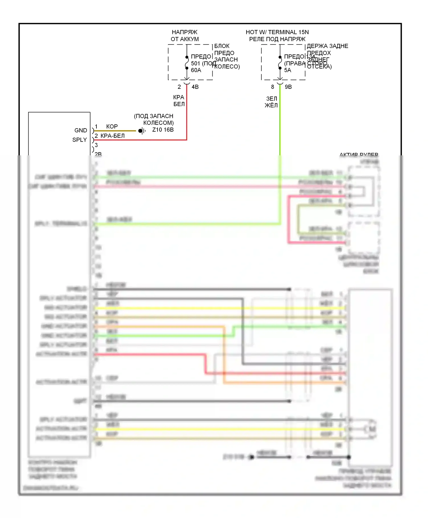 5 серия GT BMW F07 (2009-2013): Электросхема заднего моста 
