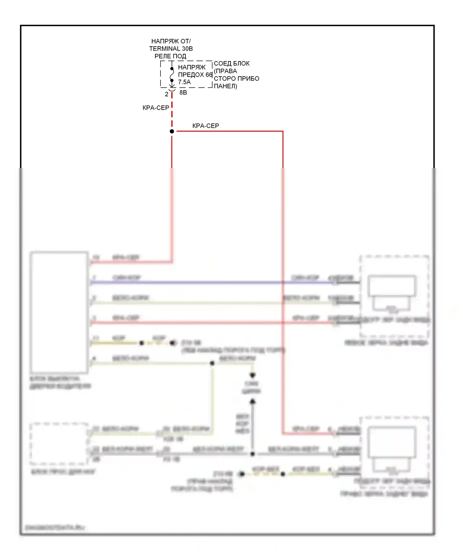 5 серия GT BMW F07 (2009-2013): Электросхема обогреваемых зеркал, с функцией lin bus 