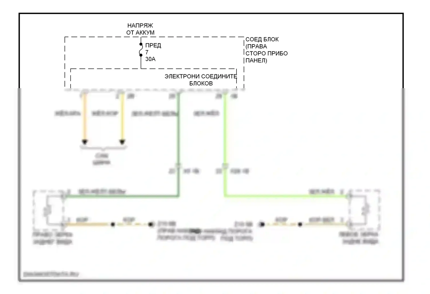 5 серия GT BMW F07 (2009-2013): Электросхема обогреваемых зеркал 