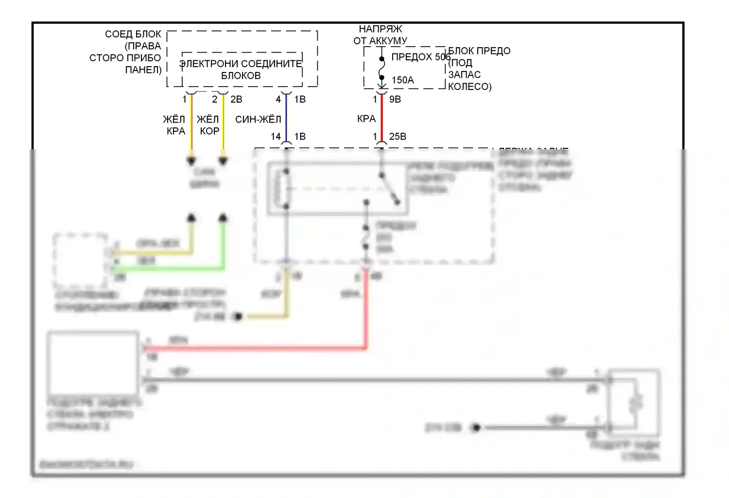 5 серия GT BMW F07 (2009-2013): Электросхема заднего подогрева 