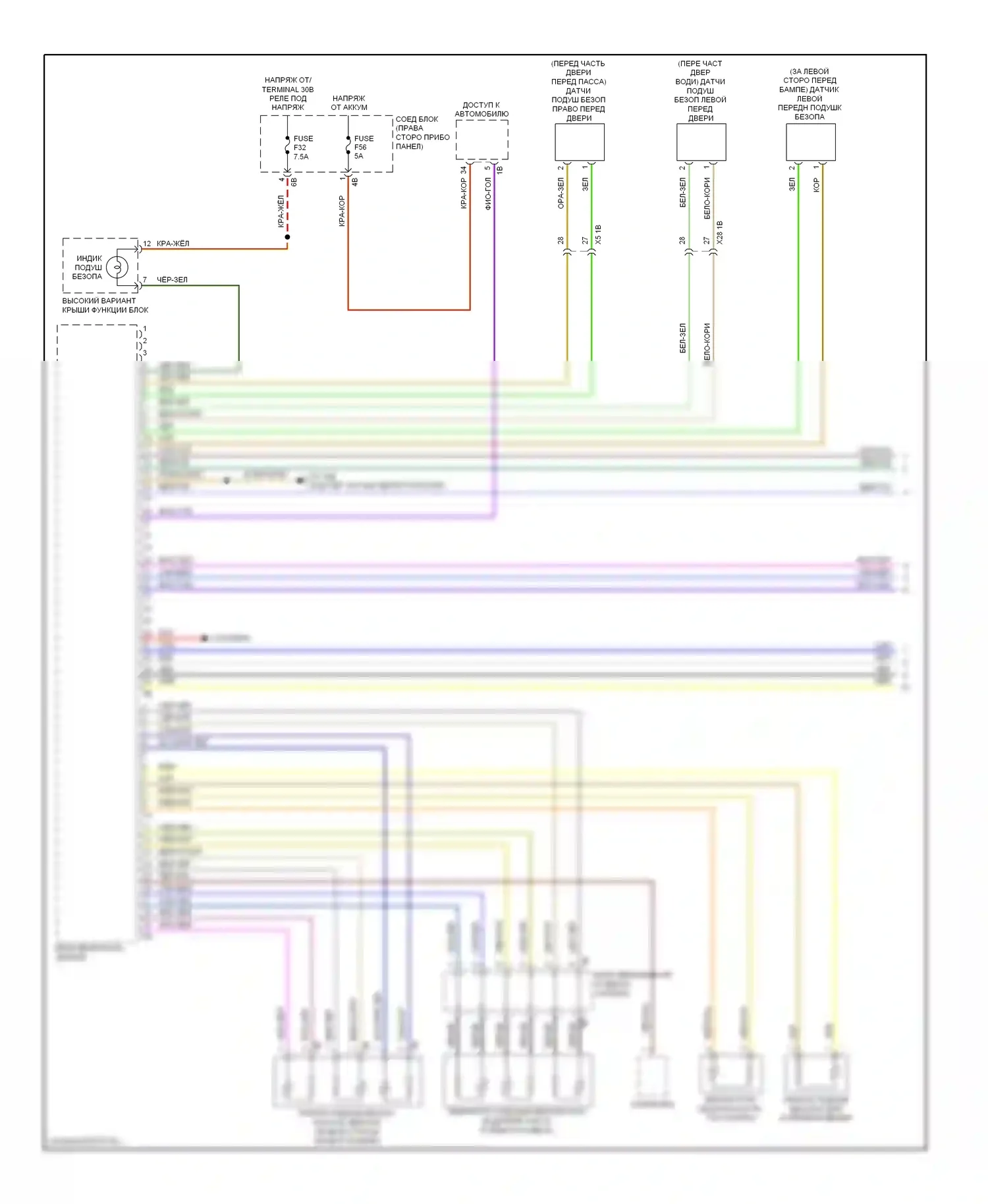 5 серия GT BMW F07 (2009-2013): Электросхема подушек безопасности (1 из 3) 