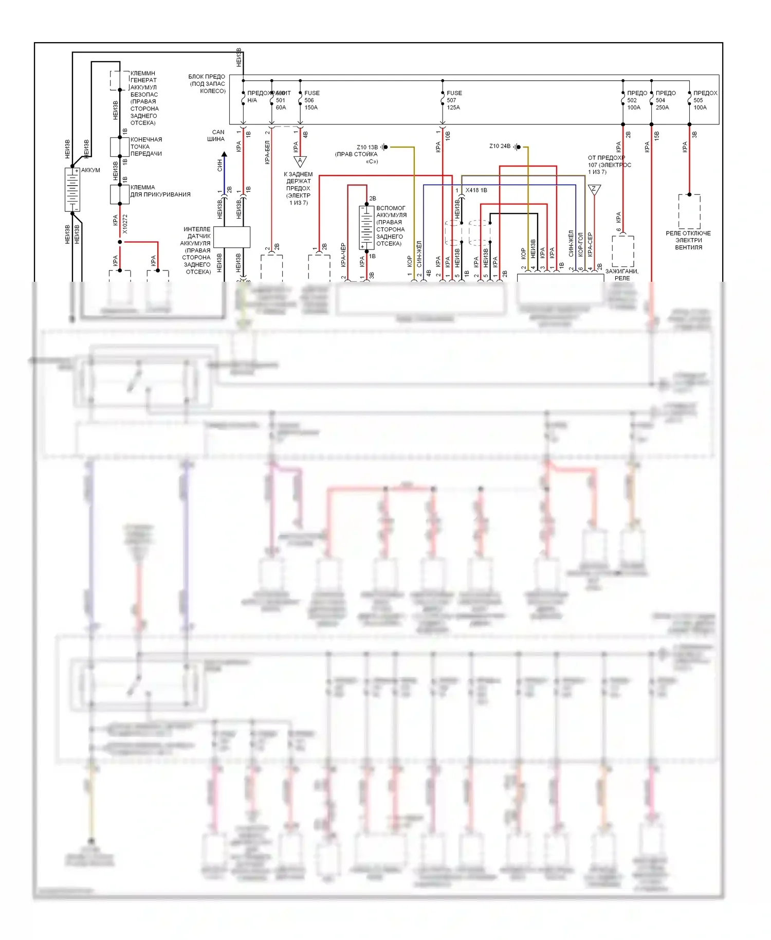5 серия BMW F10/F11 (2009-2013): Электросхема блока предохранителей реле (1 из 7) 