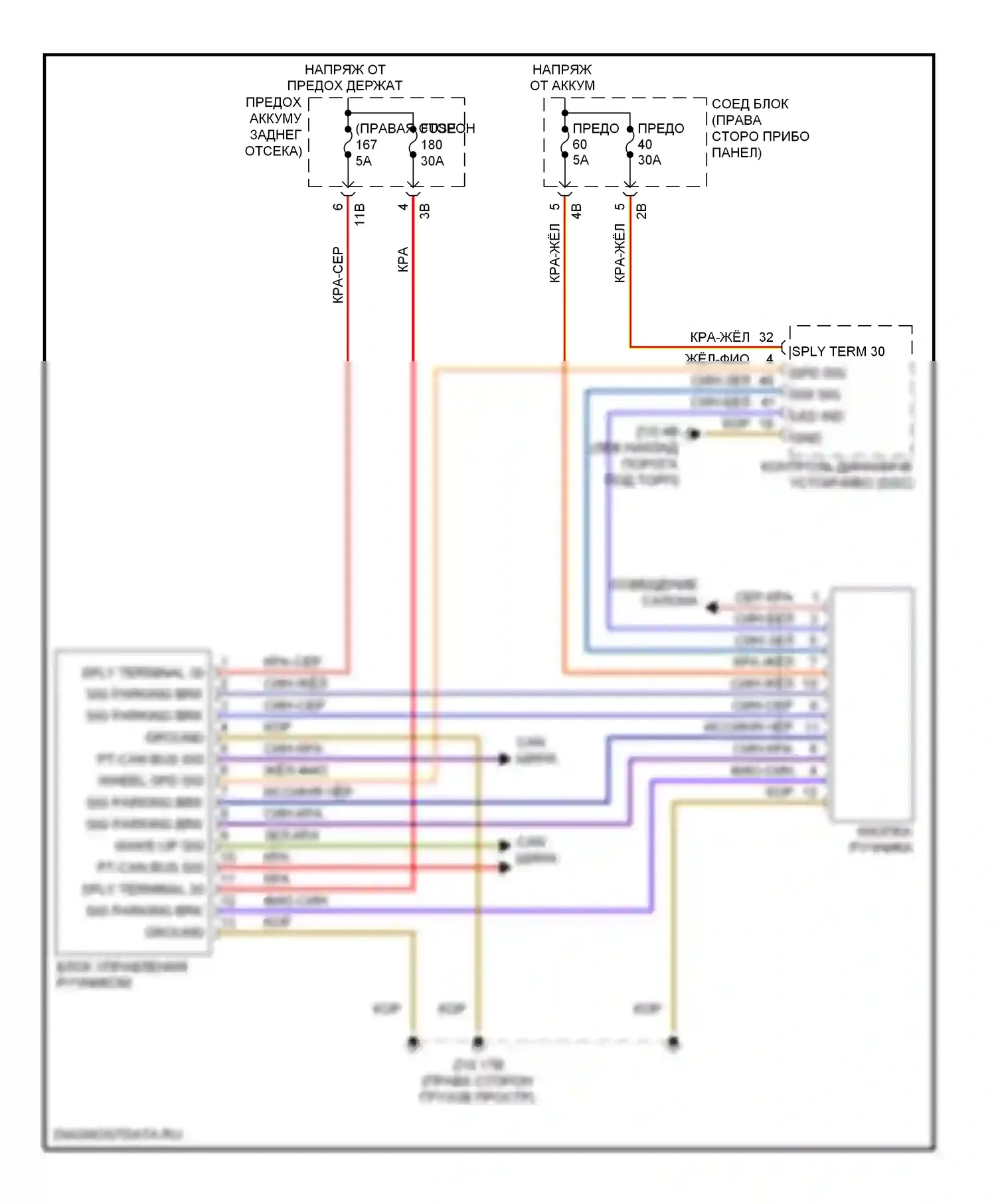 5 серия BMW F10/F11 (2009-2013): Электросхема блокировки селектора 