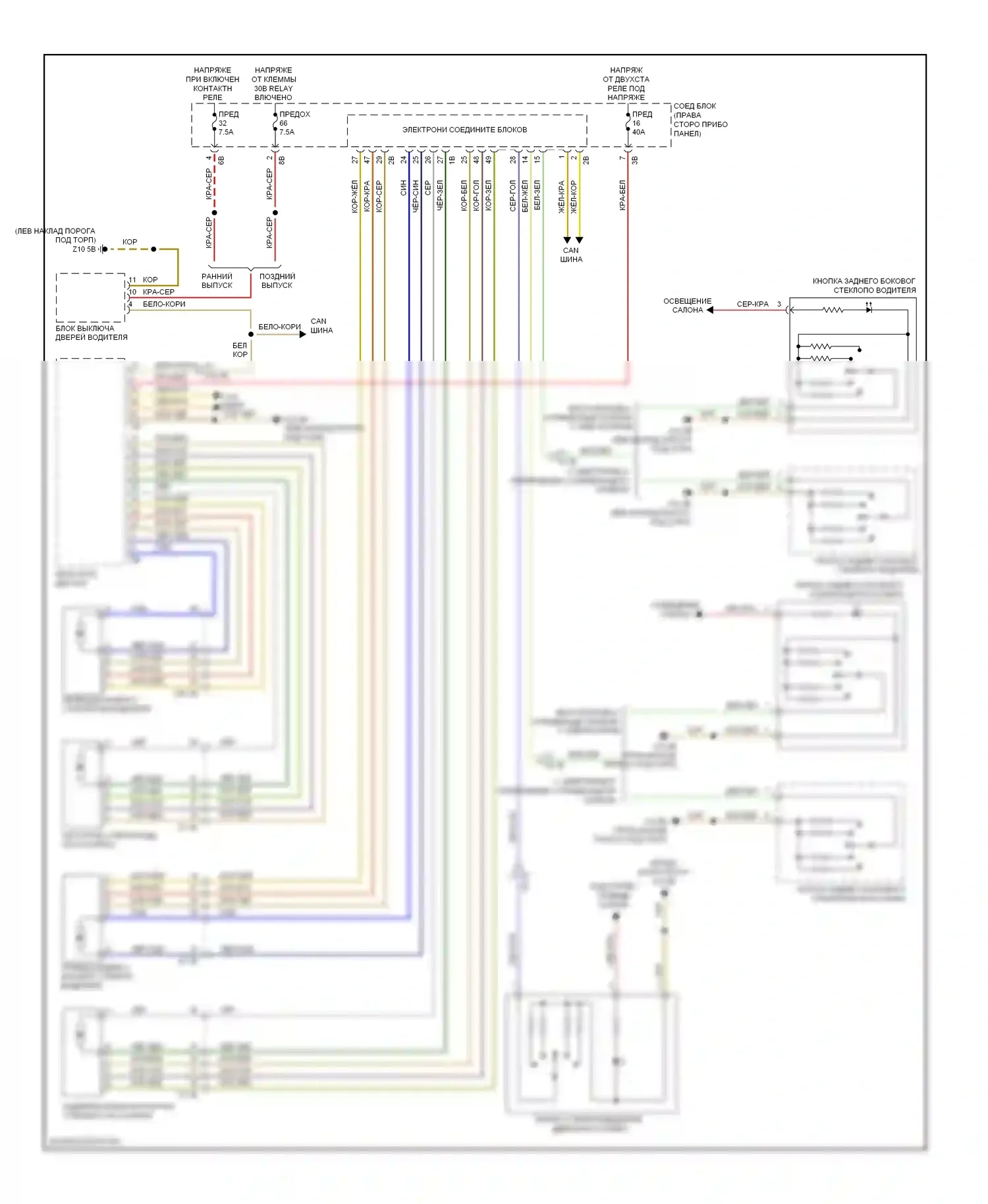 5 серия BMW F10/F11 (2009-2013): Стеклоподъемники электросхема 