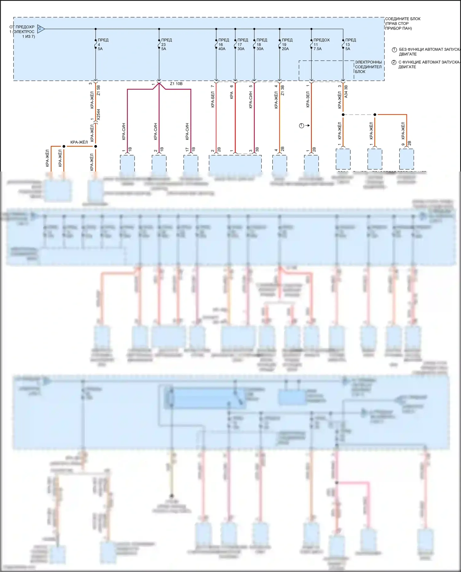 5 серия BMW F10/F11 рестайлинг (2013-2017): Электросхема блока предохранителей реле (2 из 7) 
