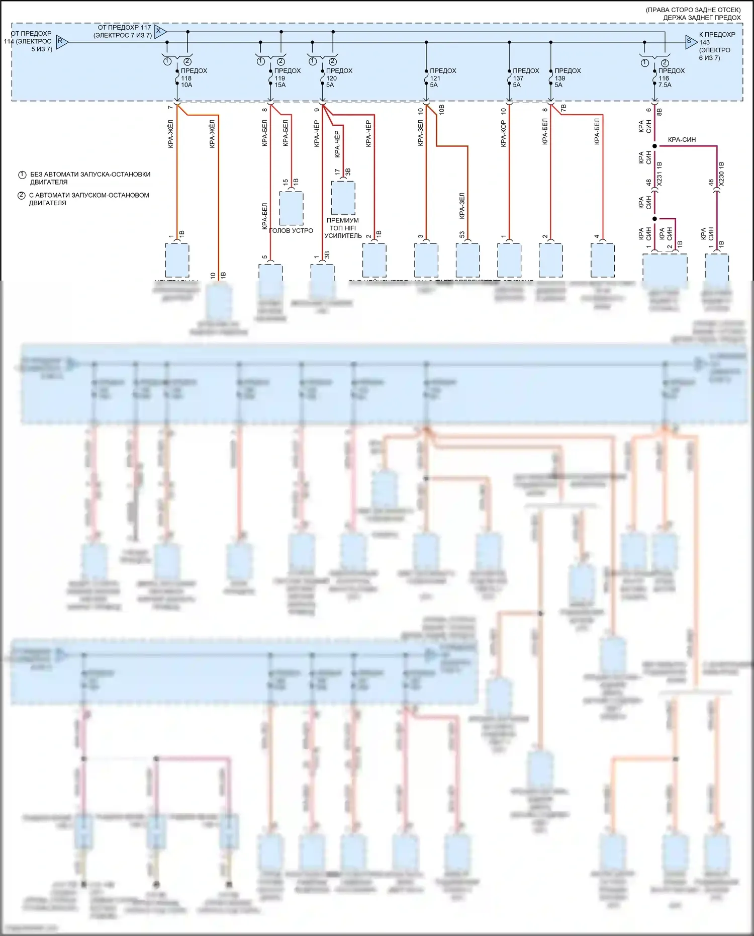 5 серия BMW F10/F11 рестайлинг (2013-2017): Электросхема блока предохранителей реле (6 из 7) 