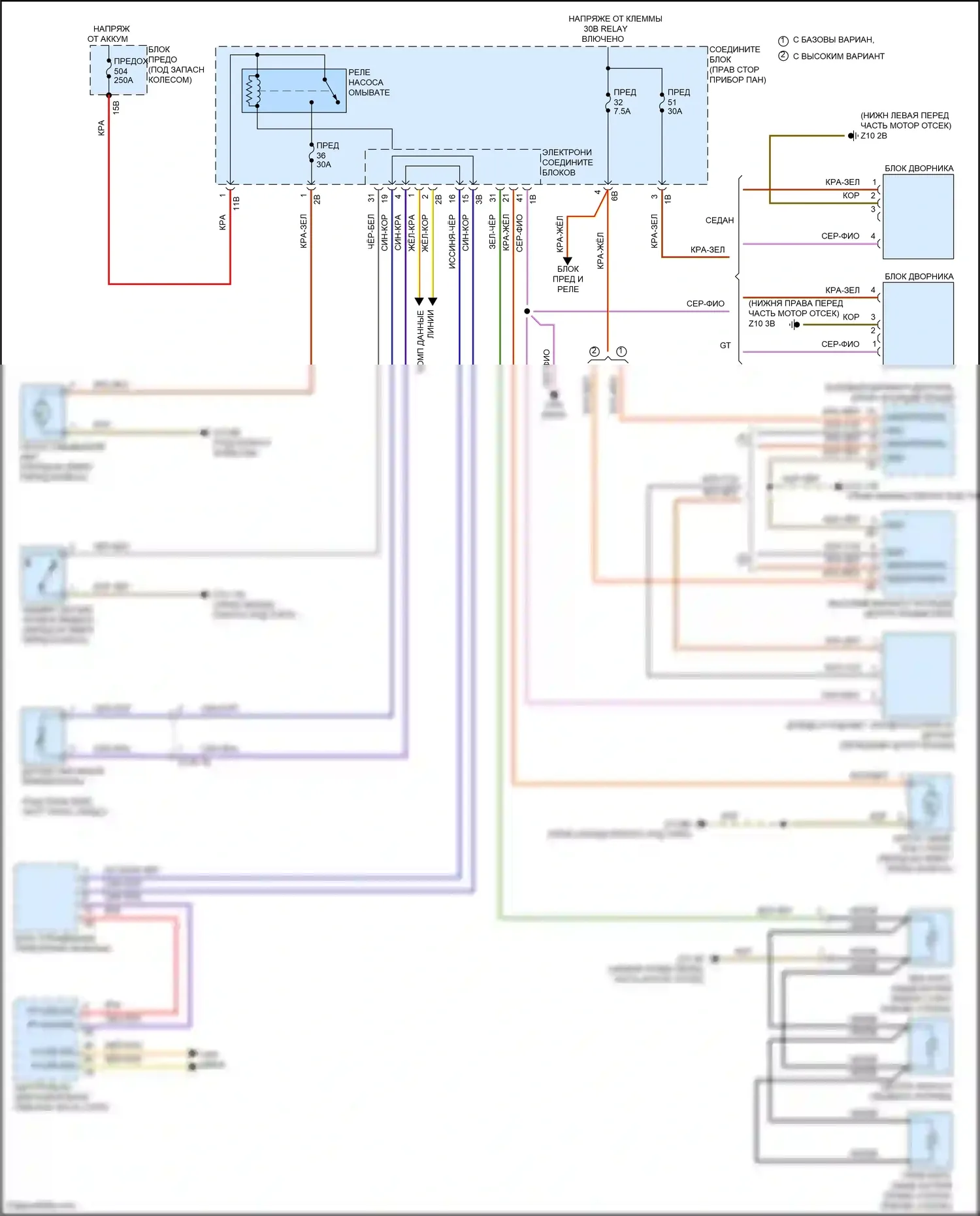 5 серия BMW F10/F11 рестайлинг (2013-2017): Дворники и омыватели электросхема 