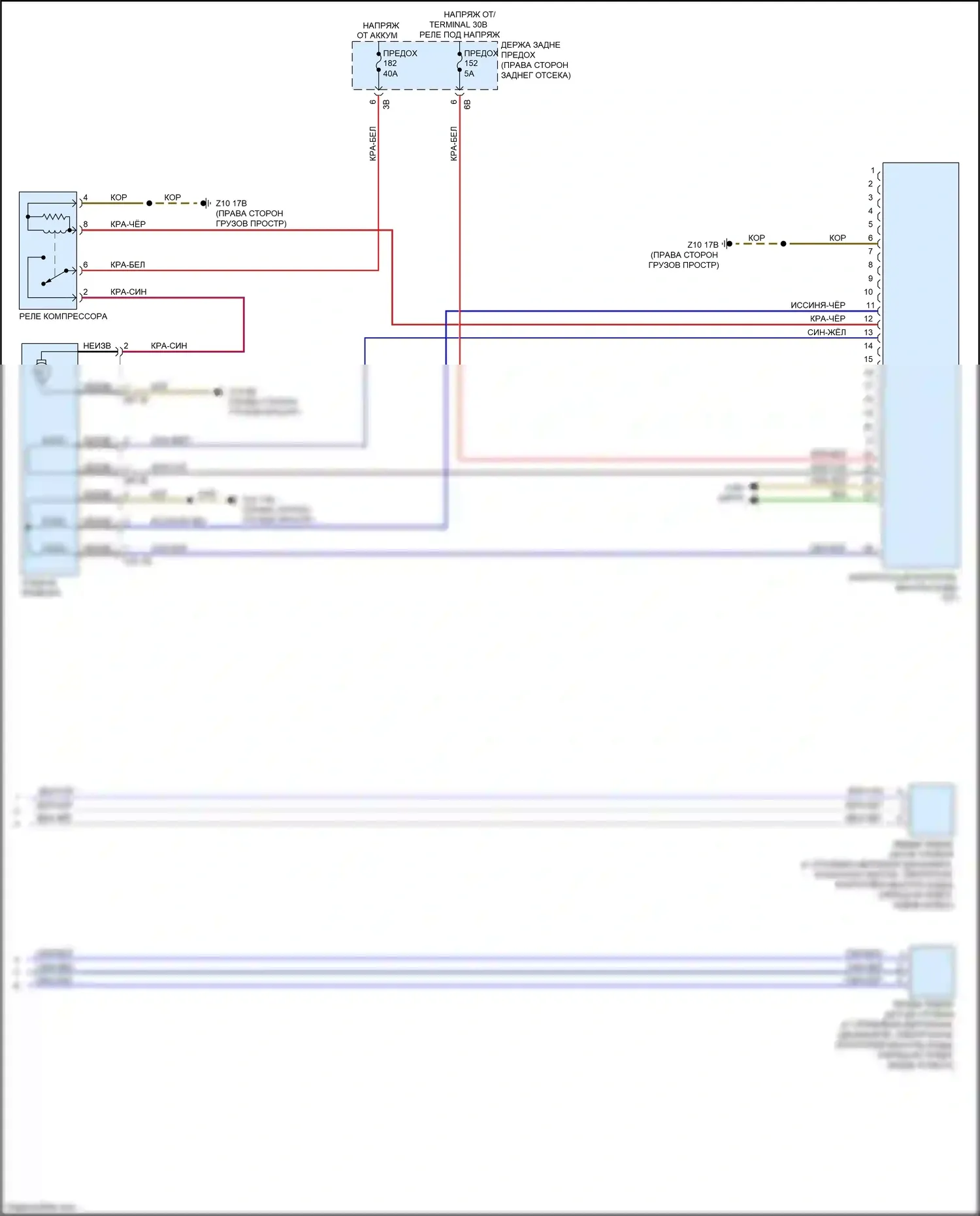 5 серия BMW F10/F11 рестайлинг (2013-2017): Электросхема пневмоподвески (2 из 2) 