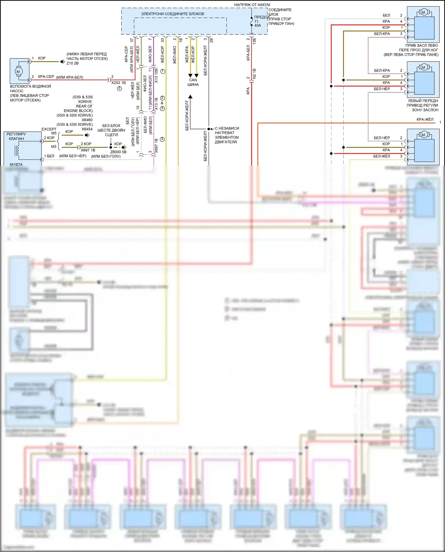 5 серия BMW F10/F11 рестайлинг (2013-2017): Электросхема климат контроля, с задним автоматическим климат-контролем (2 из 6) 