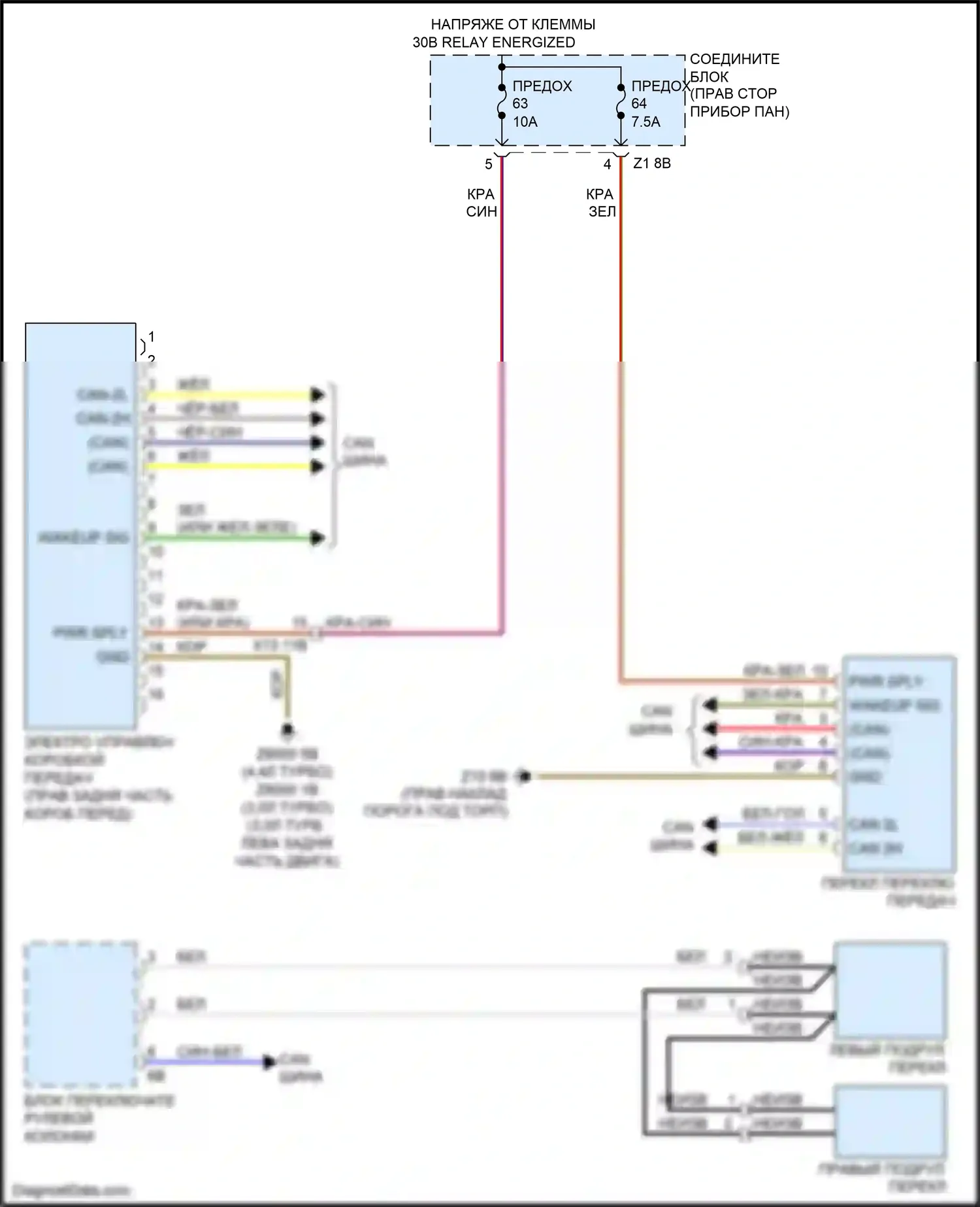 5 серия BMW F10/F11 рестайлинг (2013-2017): Электросхема автоматической коробки передач 