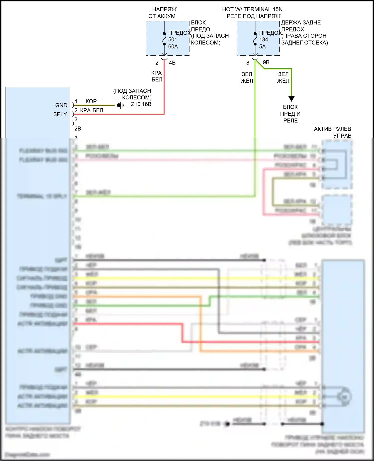 5 серия BMW F10/F11 рестайлинг (2013-2017): Электросхема заднего моста 