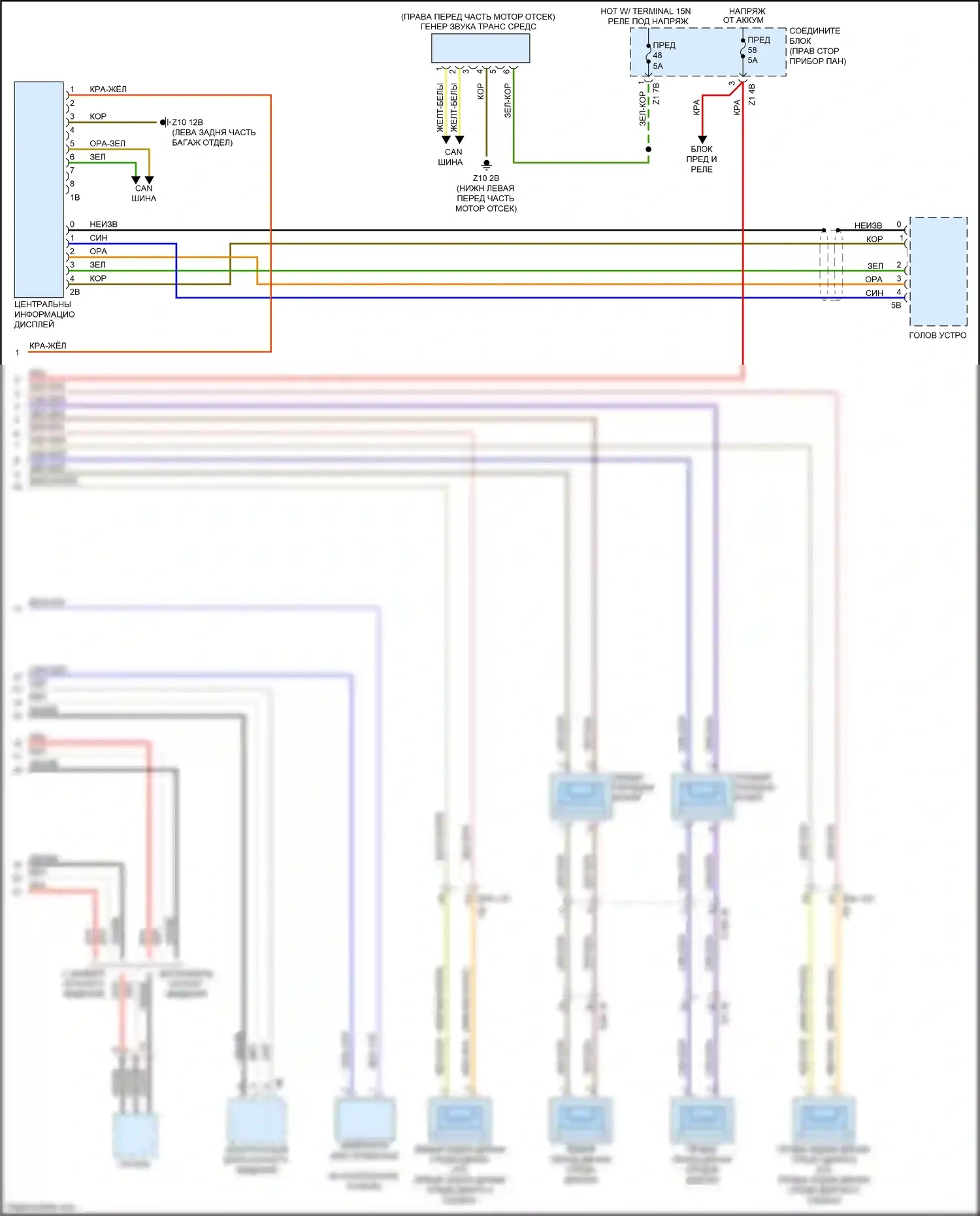5 серия BMW F10/F11 рестайлинг (2013-2017): Базовая магнитола электросхема, без активного звукового оформления (2 из 2) 