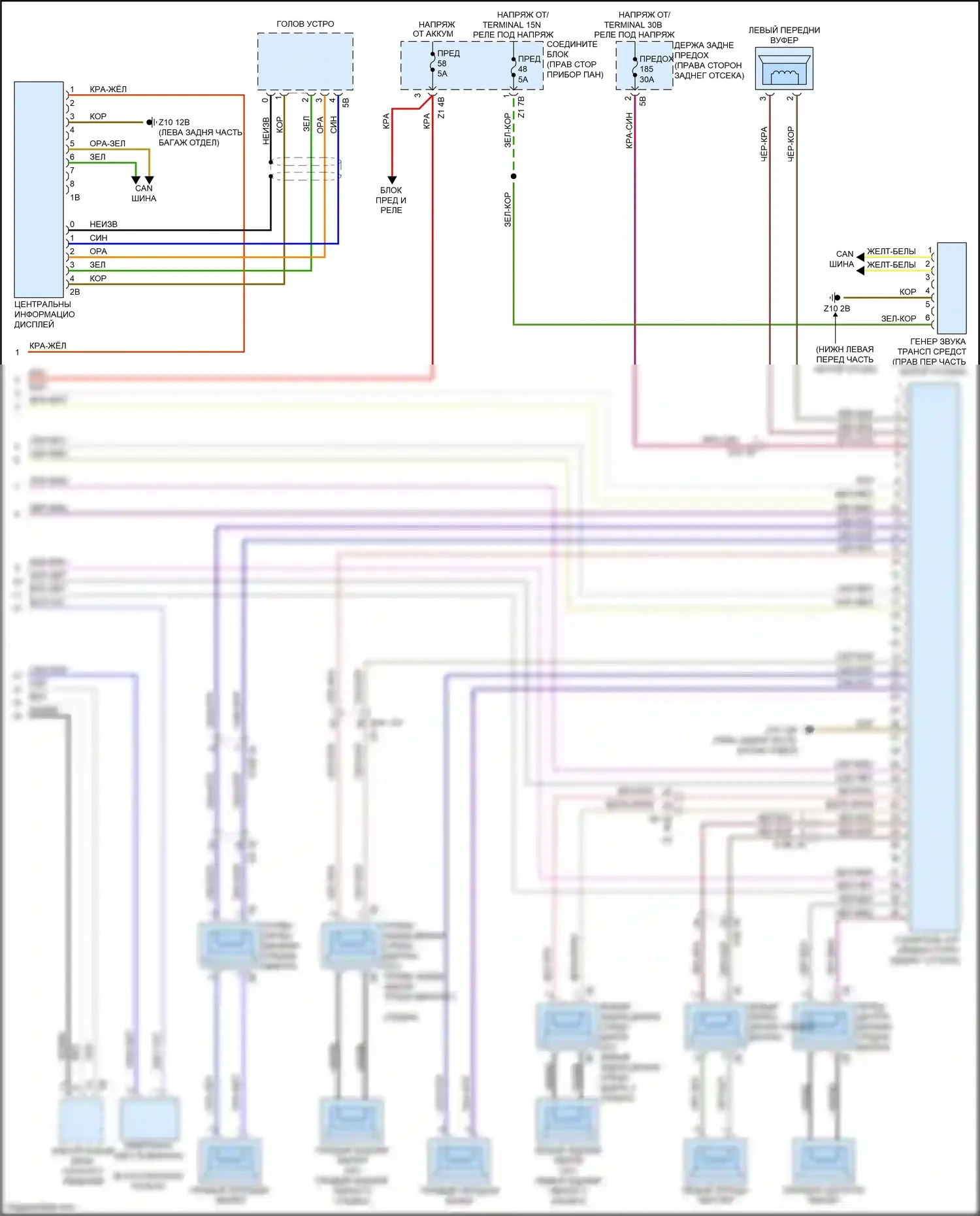 5 серия BMW F10/F11 рестайлинг (2013-2017): Hifi электросхема магнитолы, с активным звуковым оформлением (3 из 3) 