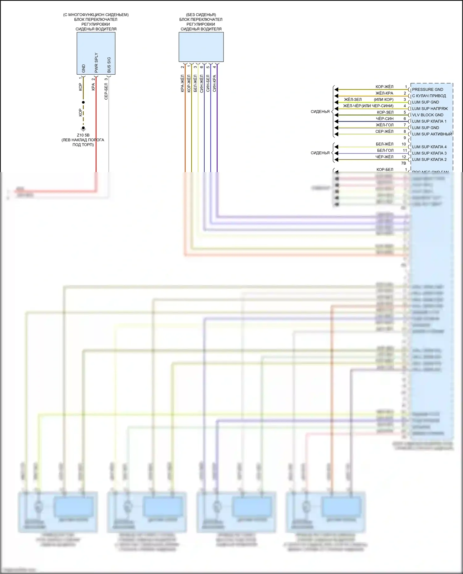 5 серия BMW F10/F11 рестайлинг (2013-2017): Электросхема сиденья памяти водителя (2 из 2) 