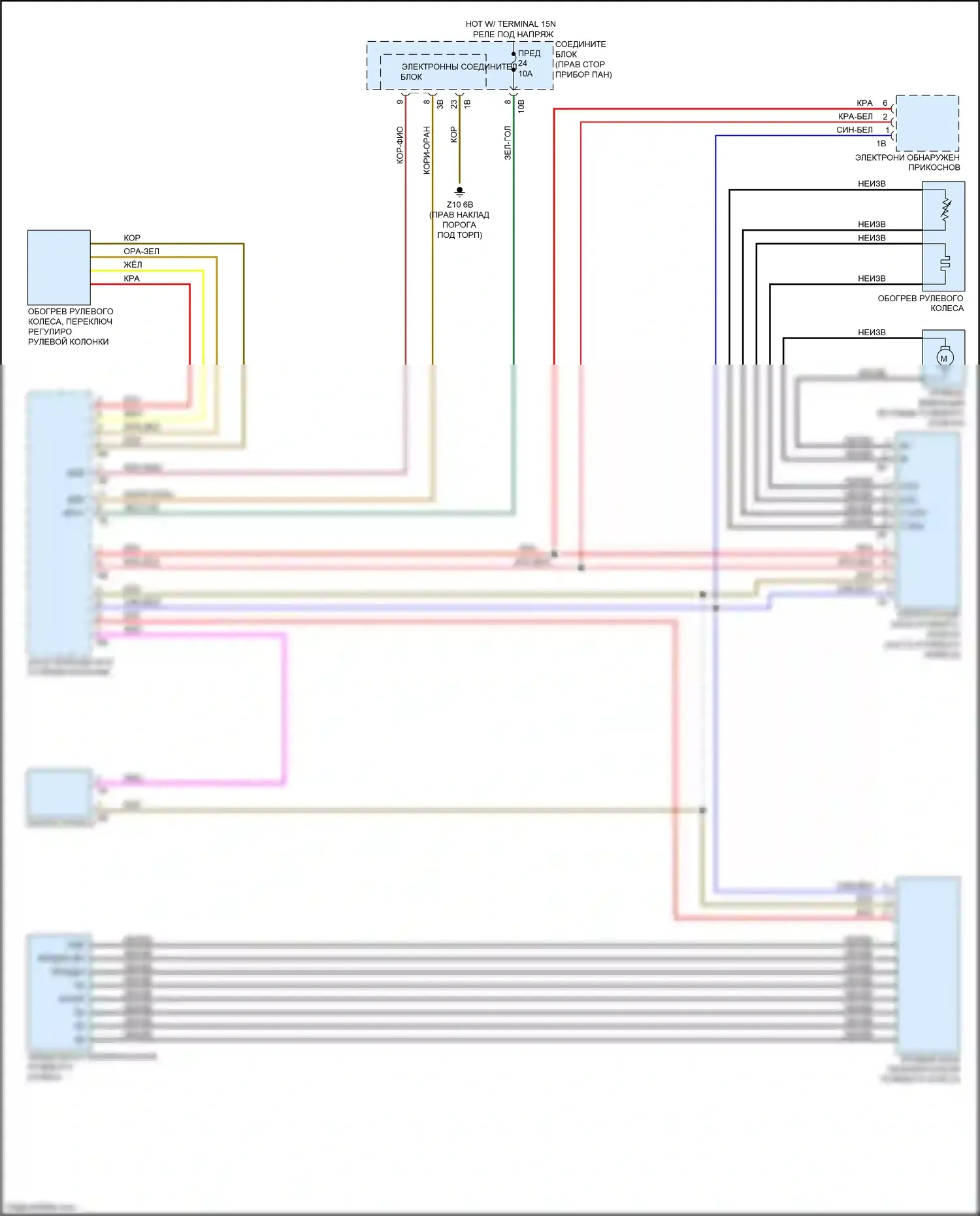 5 серия BMW F10/F11 рестайлинг (2013-2017): Электросхема рулевого колеса с подогревом 