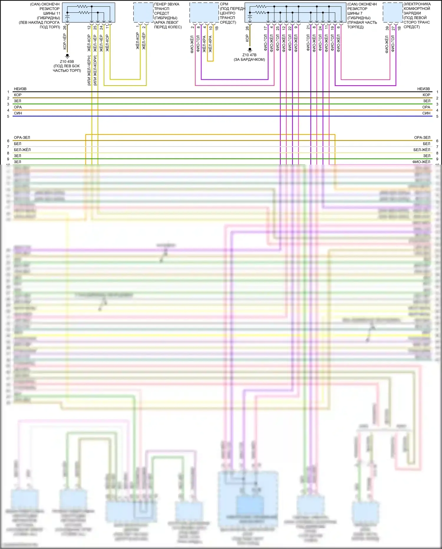 5 серия BMW G30/G31 рестайлинг (2020-2024): Электросхема шины высокого/низкого уровня (3 из 9) 