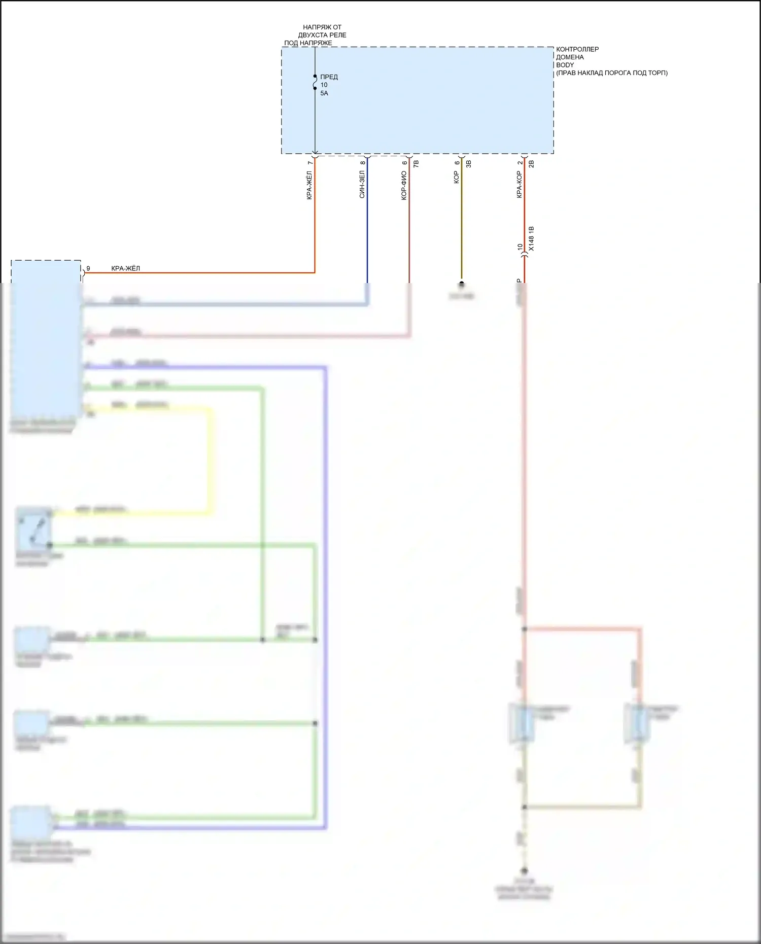 5 серия BMW G30/G31 рестайлинг (2020-2024): Электросхема клаксона 