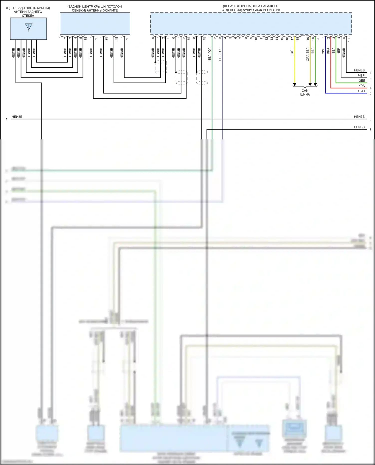 5 серия BMW G30/G31 рестайлинг (2020-2024): Электросхема аудиоблока приемника, базовая (3 из 4) 