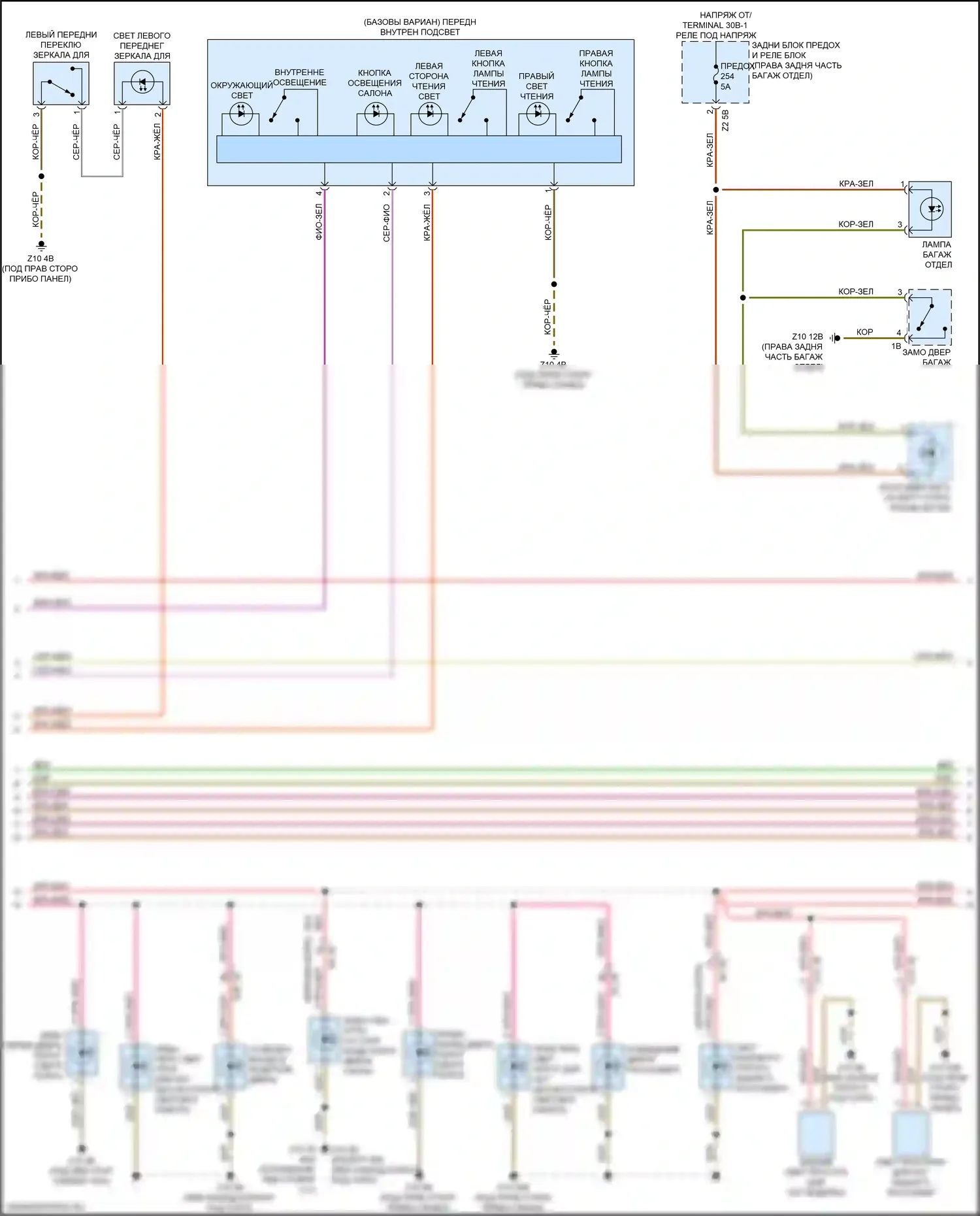 5 серия BMW G30/G31 рестайлинг (2020-2024): Электросхема освещения салона (3 из 6) 