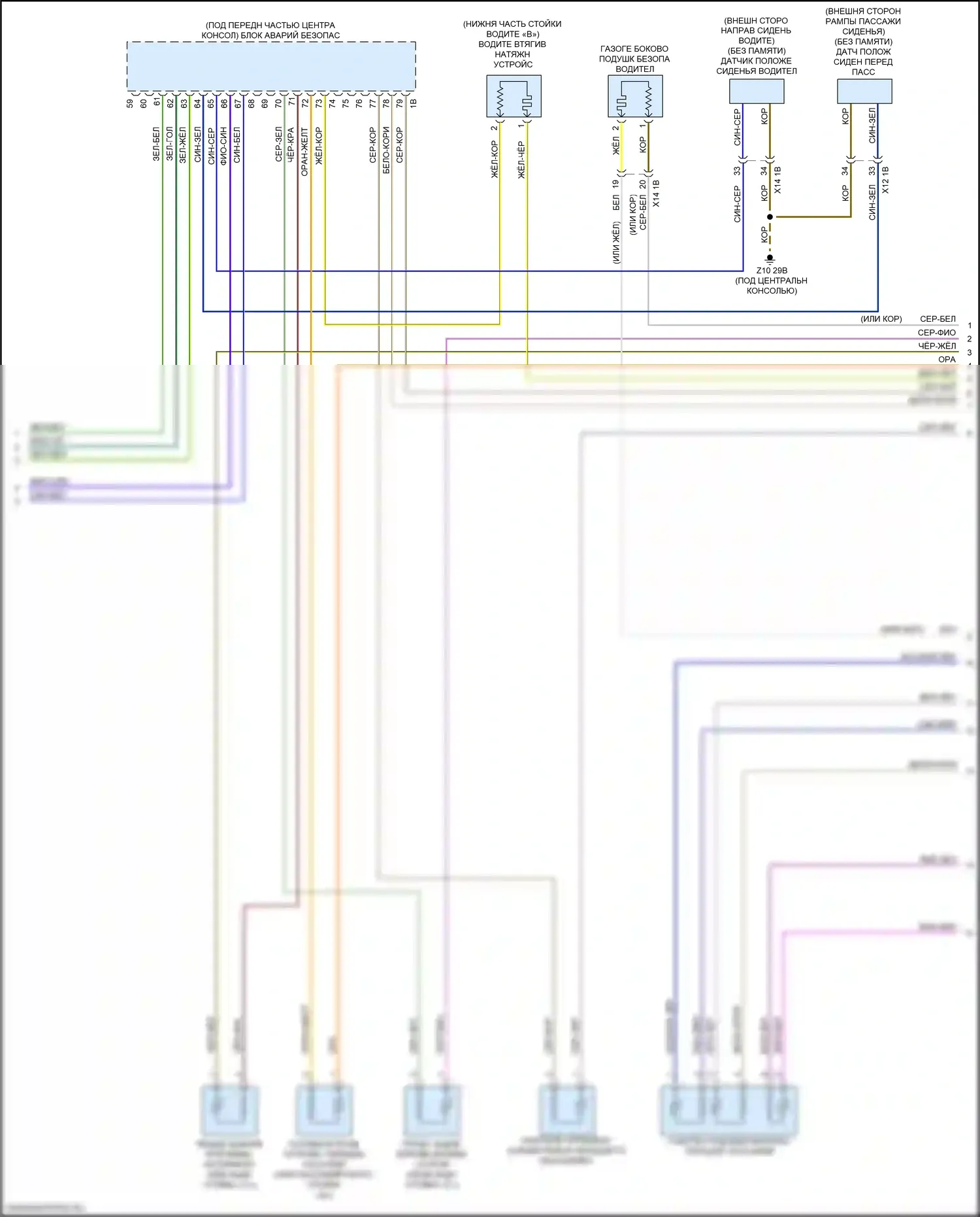 5 серия BMW G30/G31 рестайлинг (2020-2024): Электросхема подушек безопасности (3 из 4) 