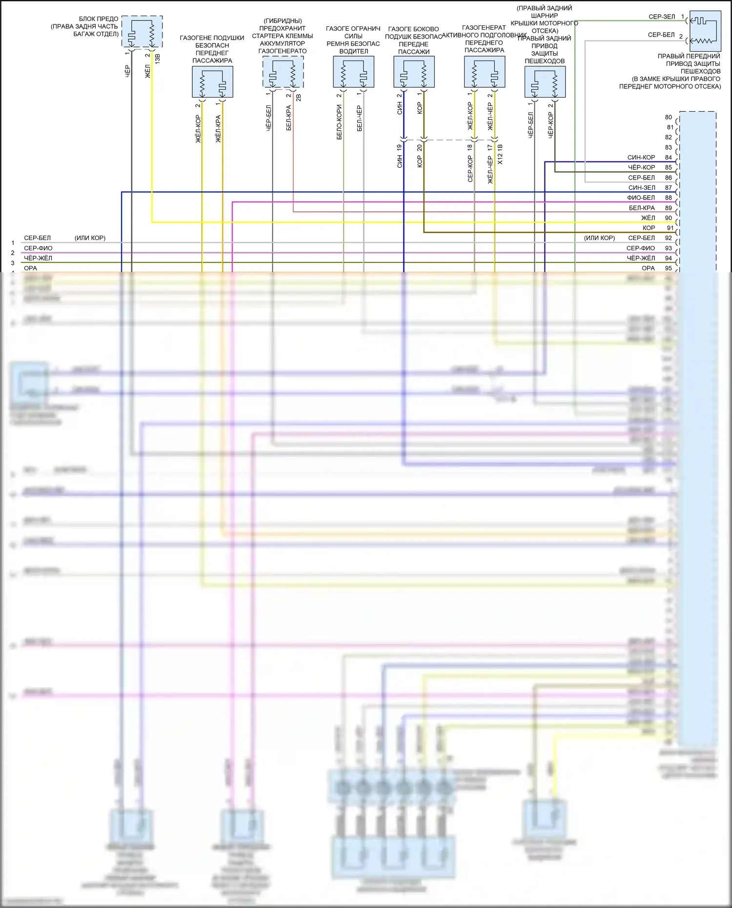 5 серия BMW G30/G31 рестайлинг (2020-2024): Электросхема подушек безопасности (4 из 4) 
