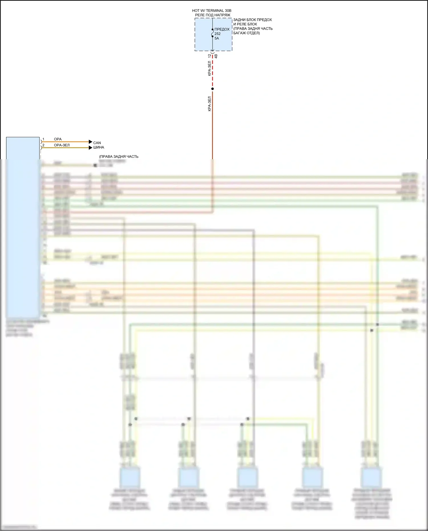 5 серия BMW G30/G31 рестайлинг (2020-2024): Электросхема парктроника, высокая (1 из 2) 