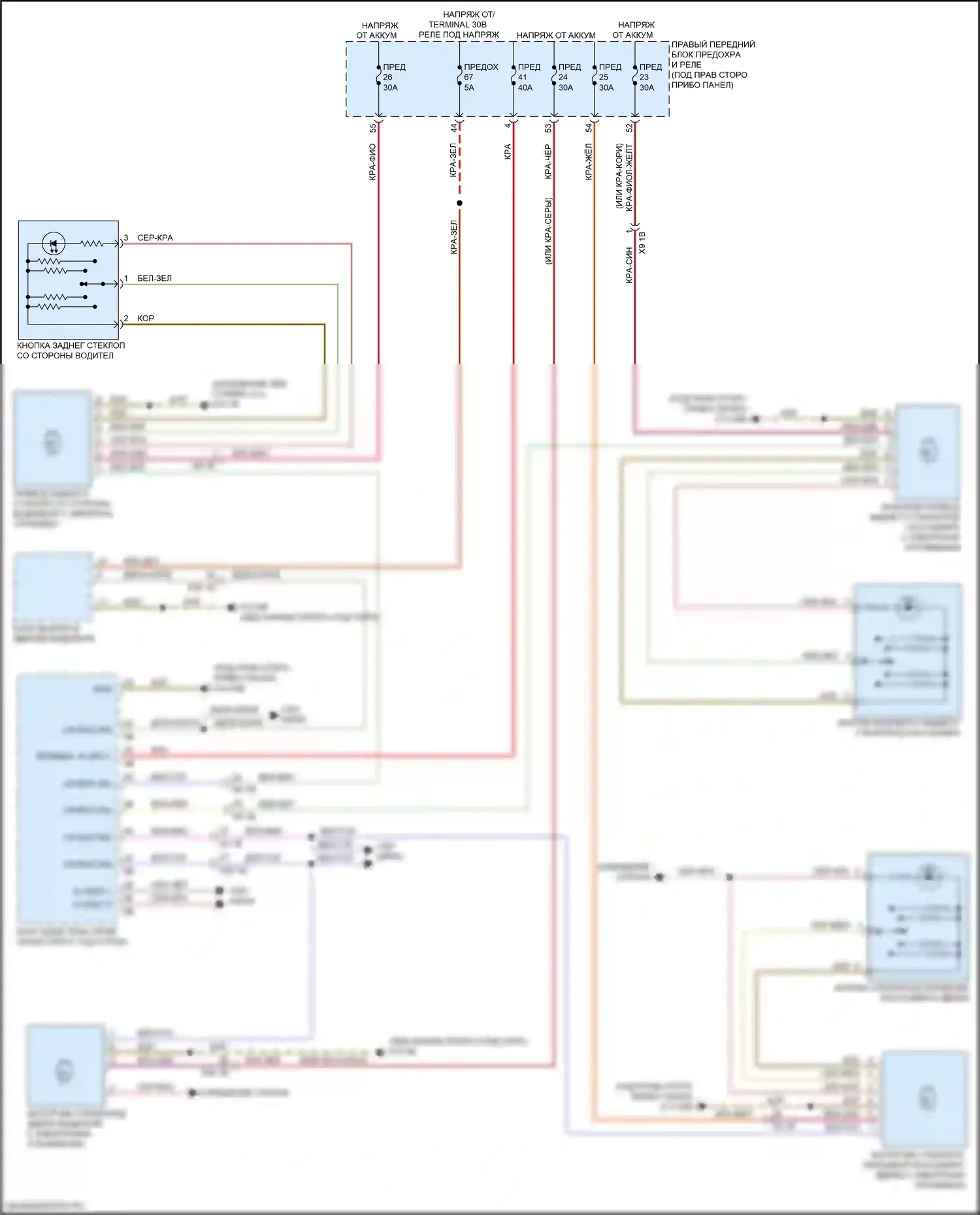5 серия BMW G30/G31 рестайлинг (2020-2024): Стеклоподъемники электросхема 