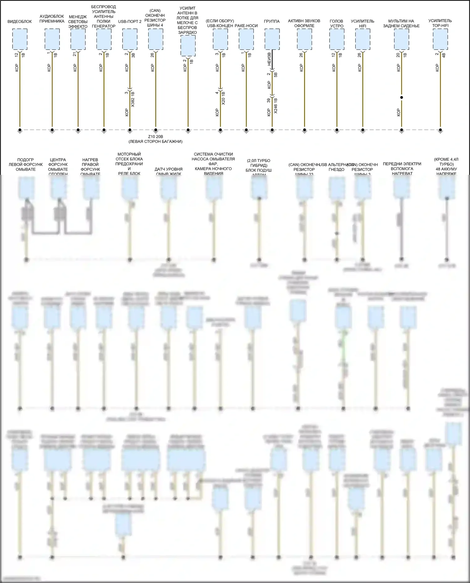 5 серия BMW G30/G31 рестайлинг (2020-2024): Электросхема разводки массы (2 из 6) 