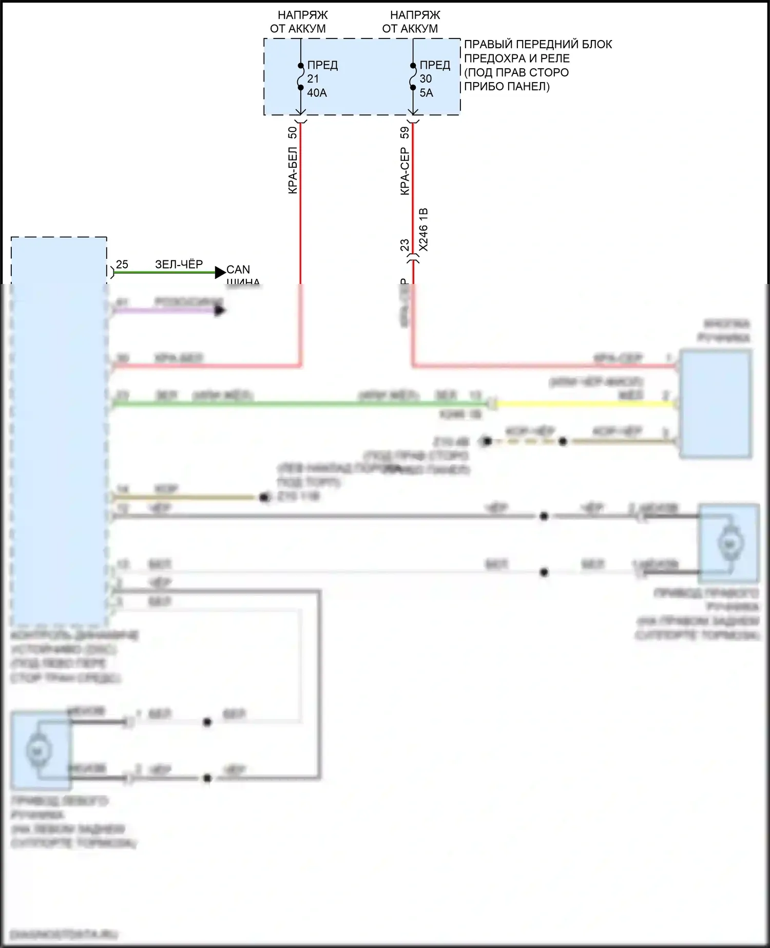 5 серия BMW G30/G31 (2016-2020): Электросхема блокировки селектора 