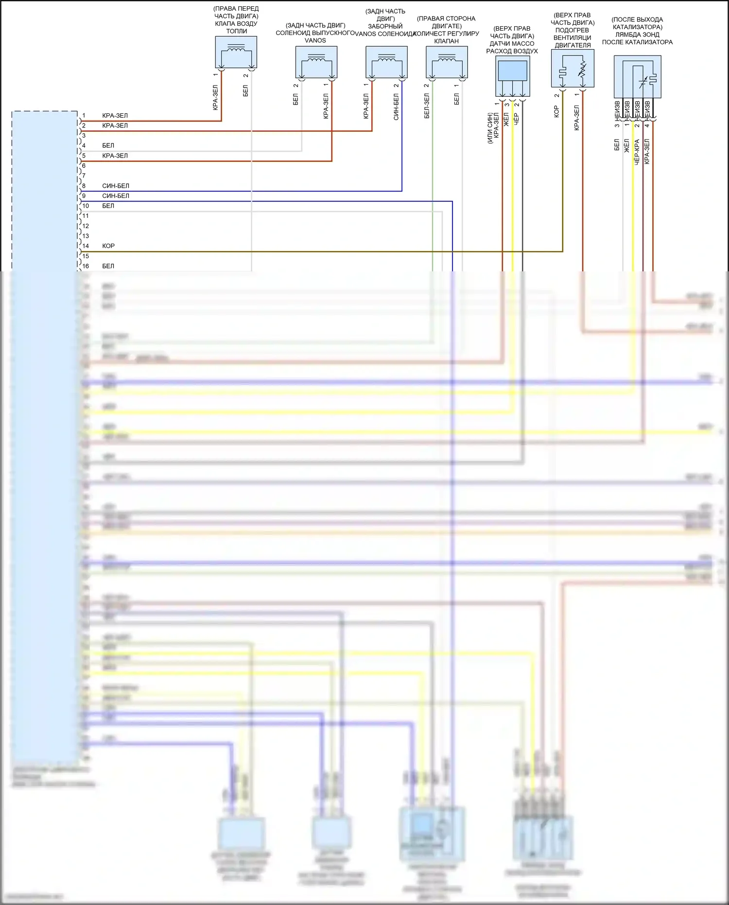 5 серия BMW G30/G31 (2016-2020): Электросхема двигателя 2.0л турбо (1 из 6) 