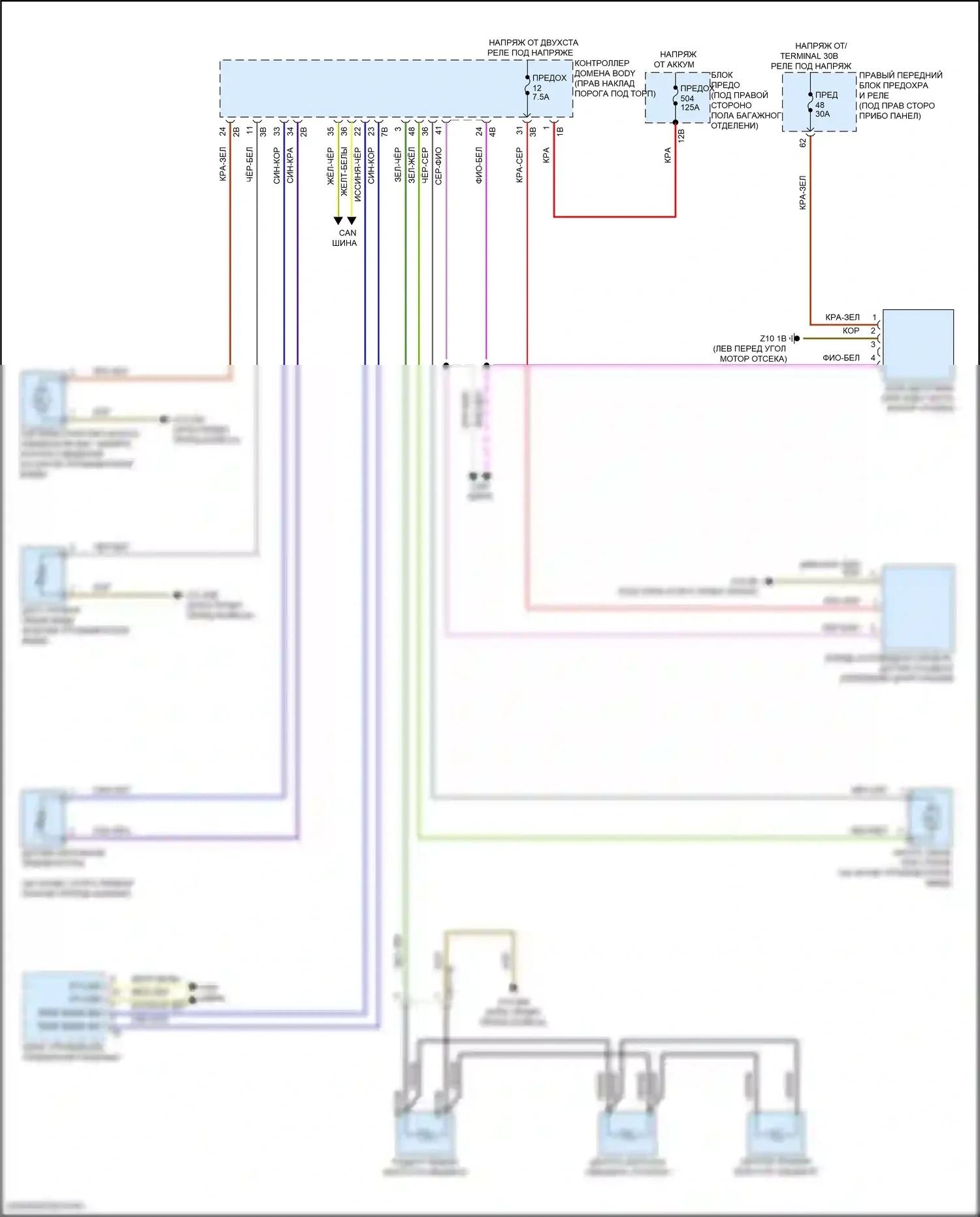 5 серия BMW G30/G31 (2016-2020): Дворники и омыватели электросхема 