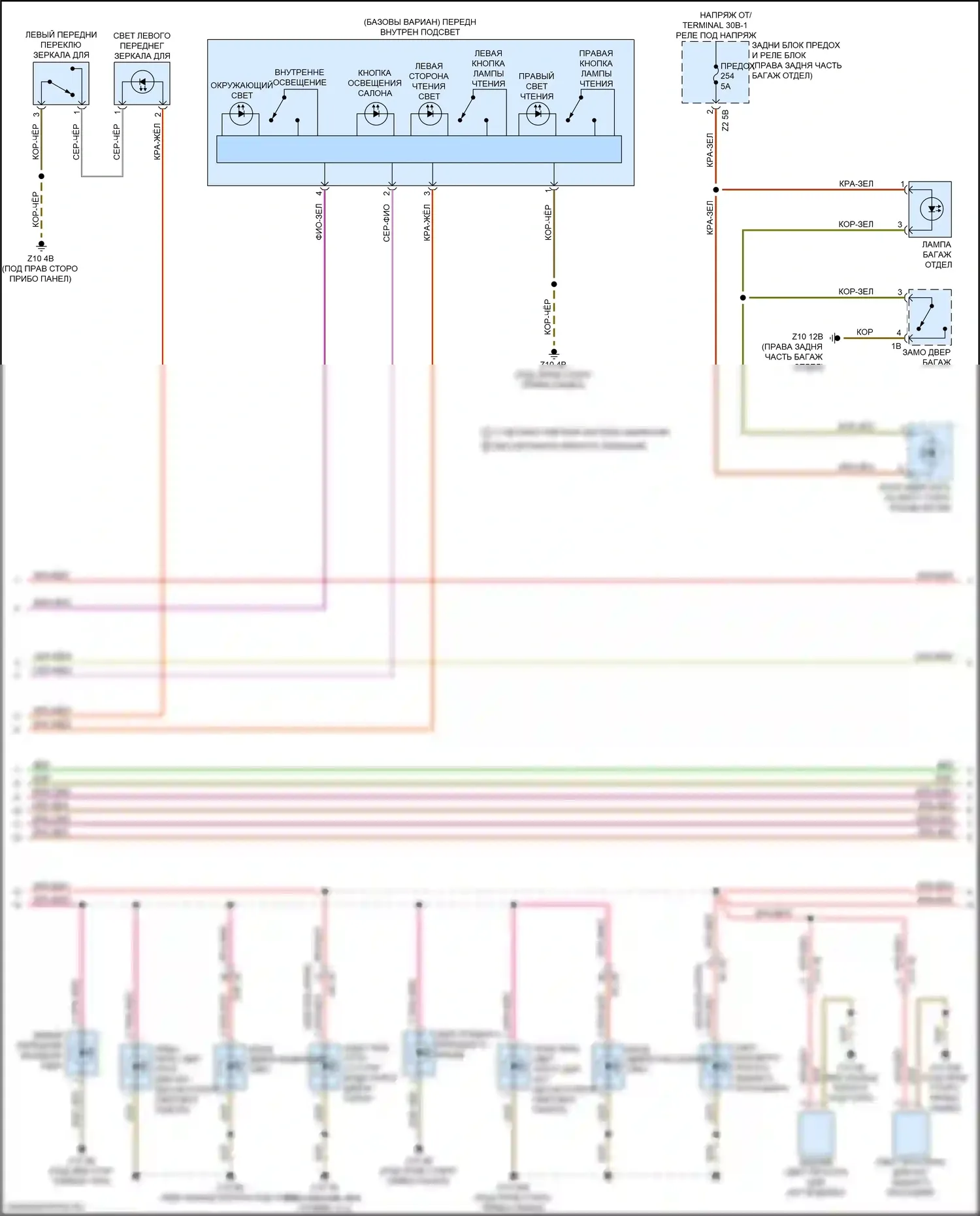 5 серия BMW G30/G31 (2016-2020): Электросхема освещения салона (3 из 6) 