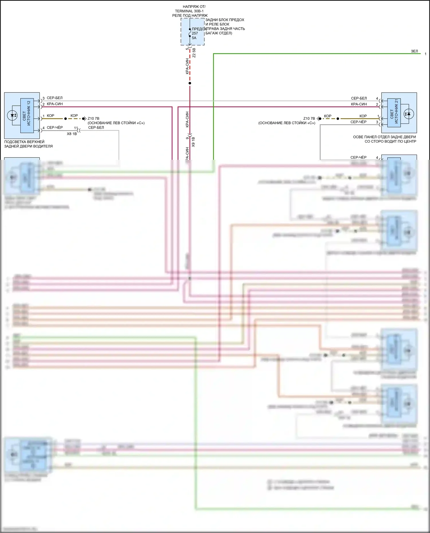 5 серия BMW G30/G31 (2016-2020): Электросхема освещения салона (5 из 6) 