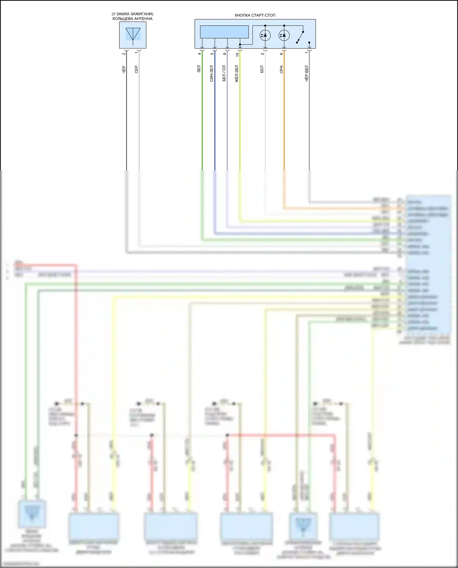 5 серия BMW G30/G31 (2016-2020): Электросхема системы бесключевого доступа (2 из 2) 