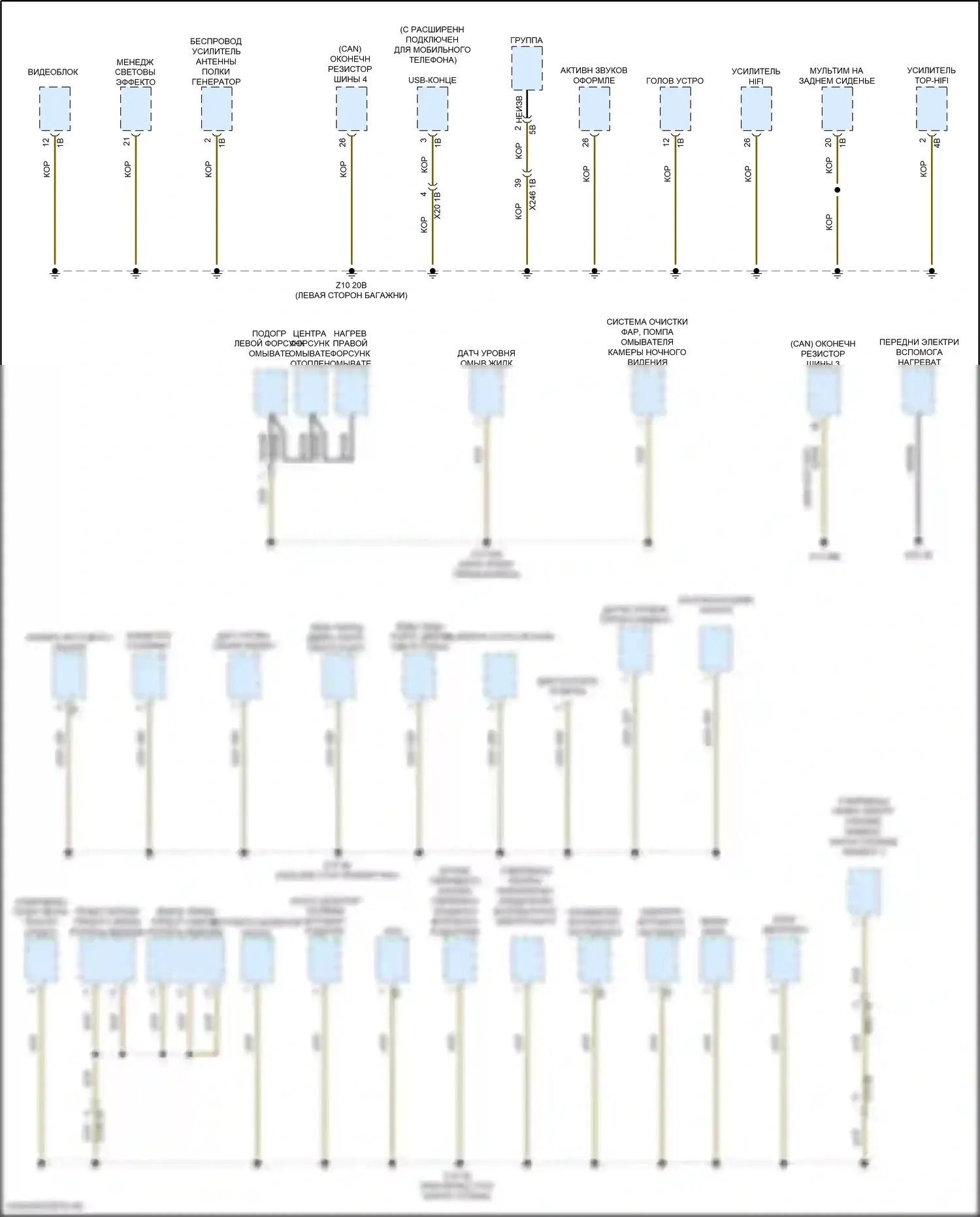 5 серия BMW G30/G31 (2016-2020): Электросхема разводки массы (2 из 6) 