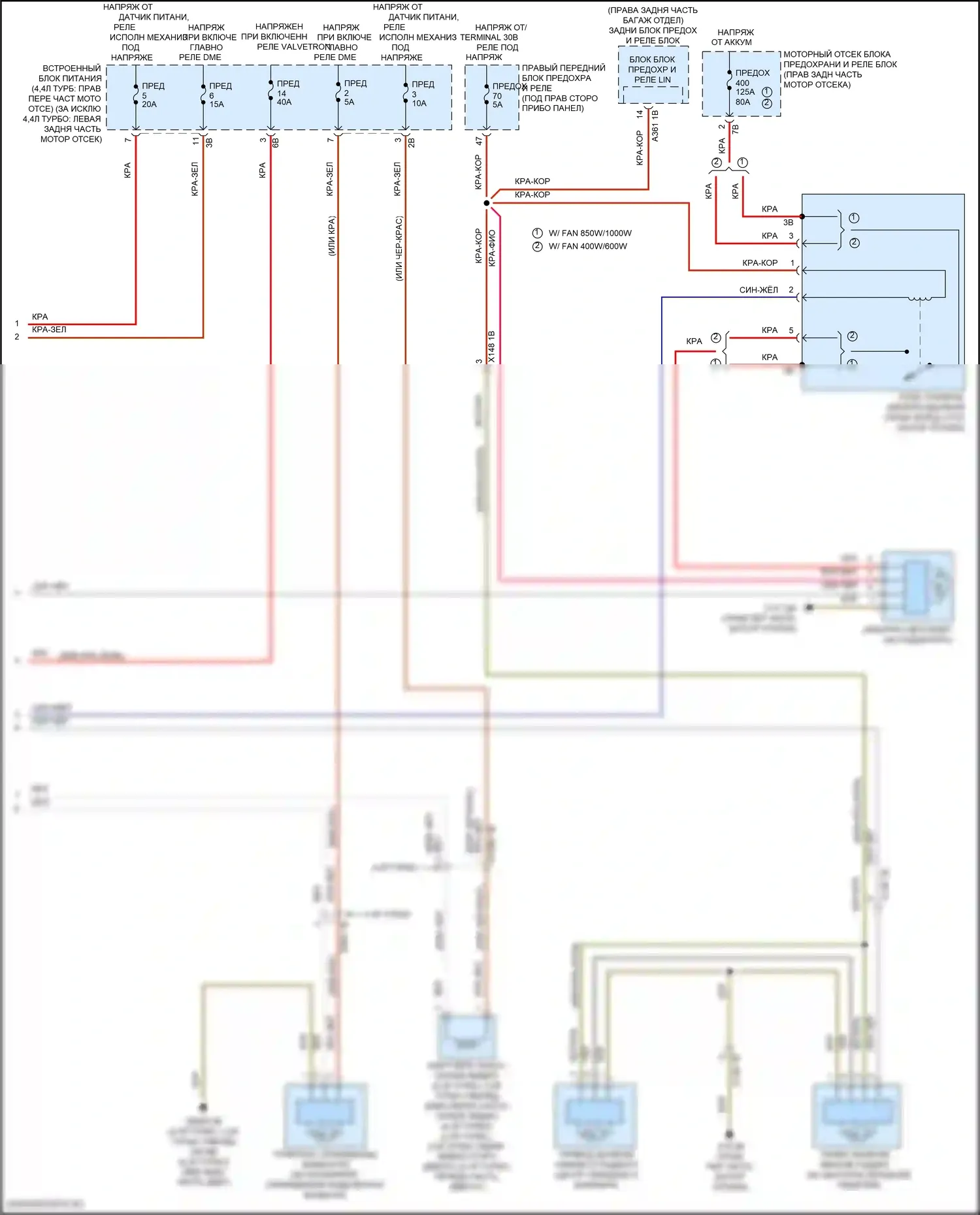 5 серия BMW G30/G31 (2016-2020): Электросхема вентилятора охлаждения (2 из 2) 