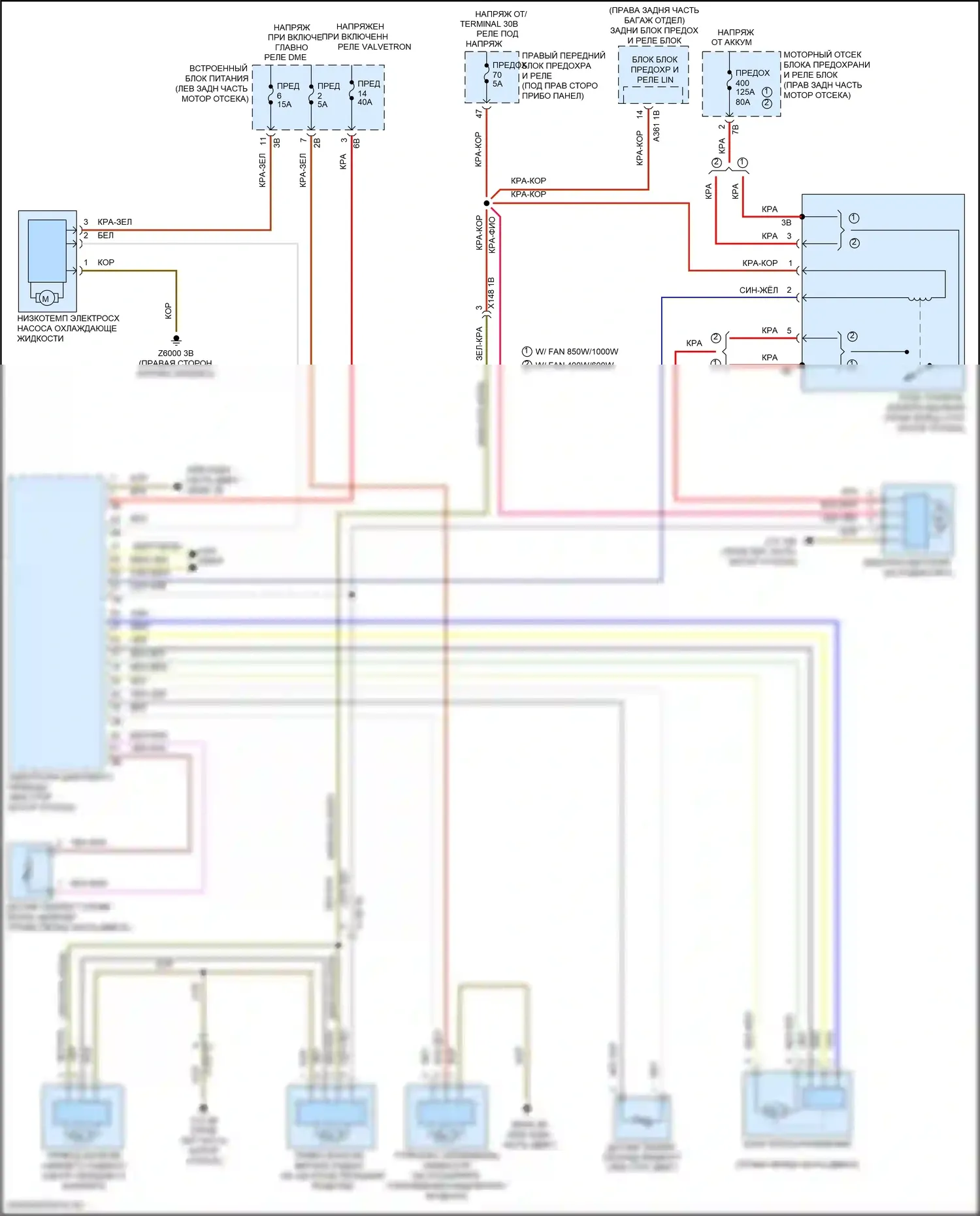 5 серия BMW G30/G31 (2016-2020): Электросхема вентилятора охлаждения 