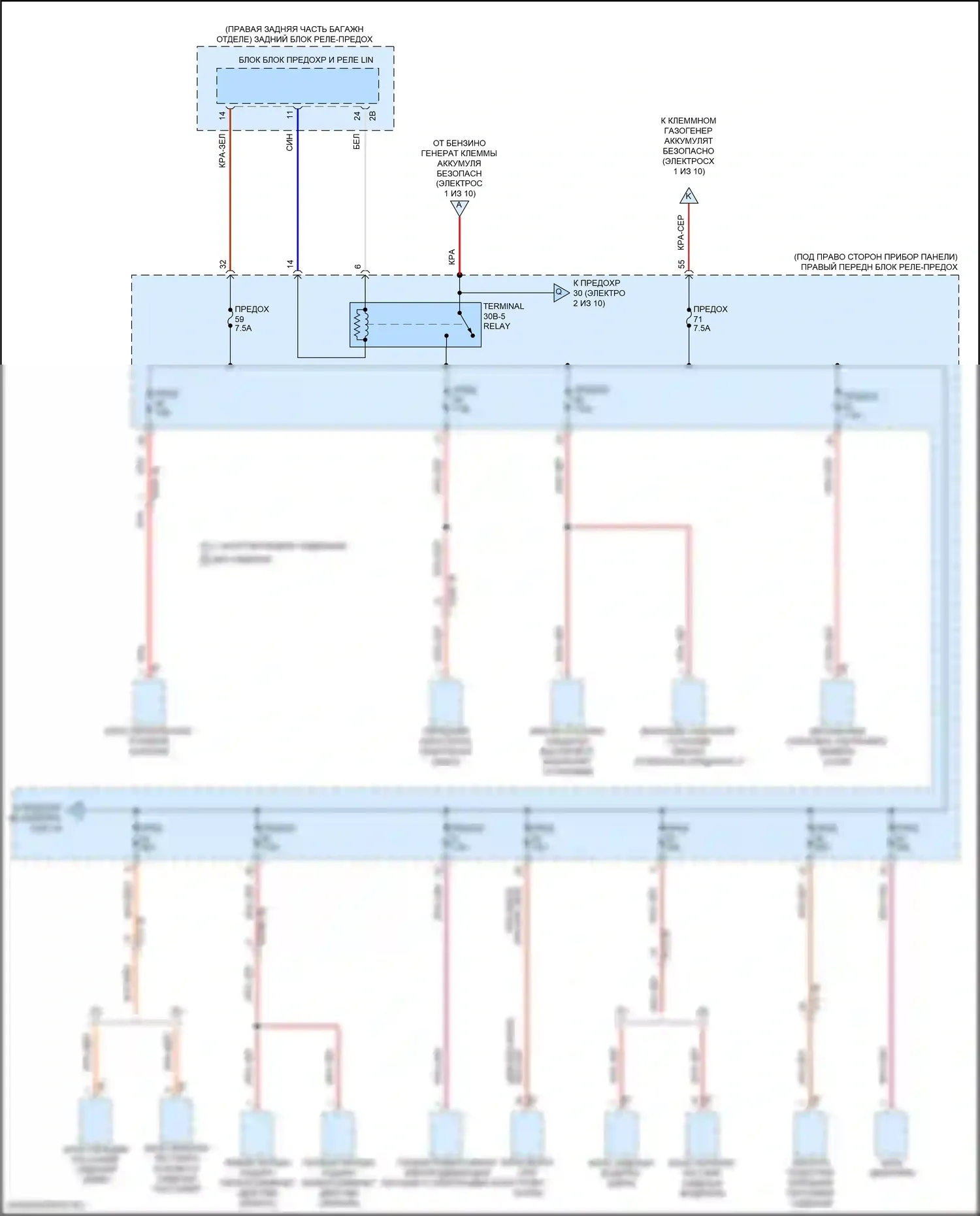 5 серия BMW G60 (2023-2024): Электросхема блока предохранителей реле (4 из 10) 