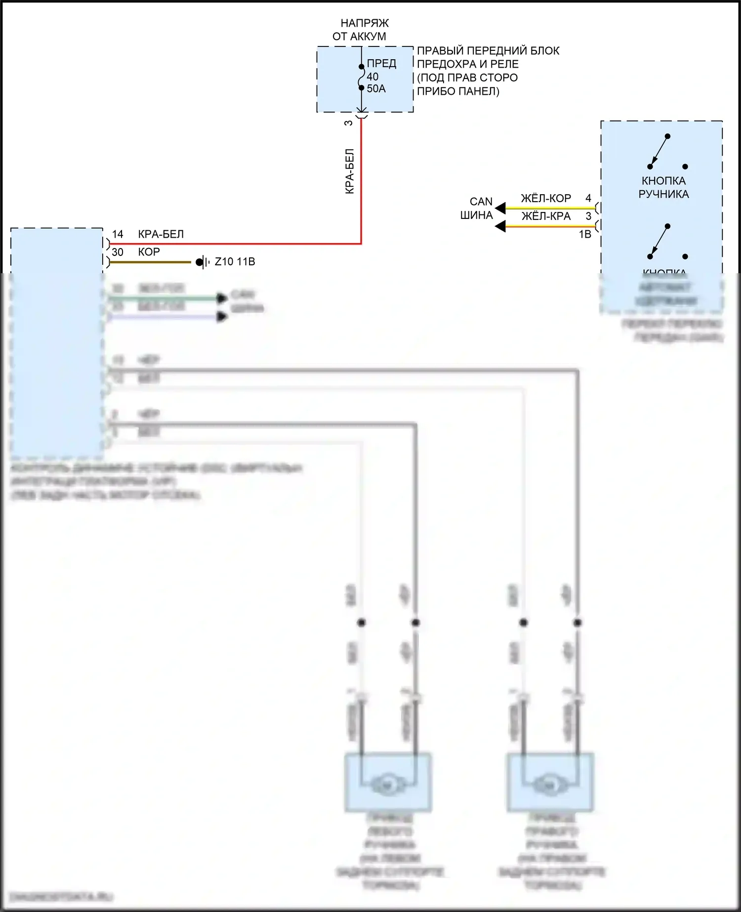 5 серия BMW G60 (2023-2024): Электросхема блокировки селектора 