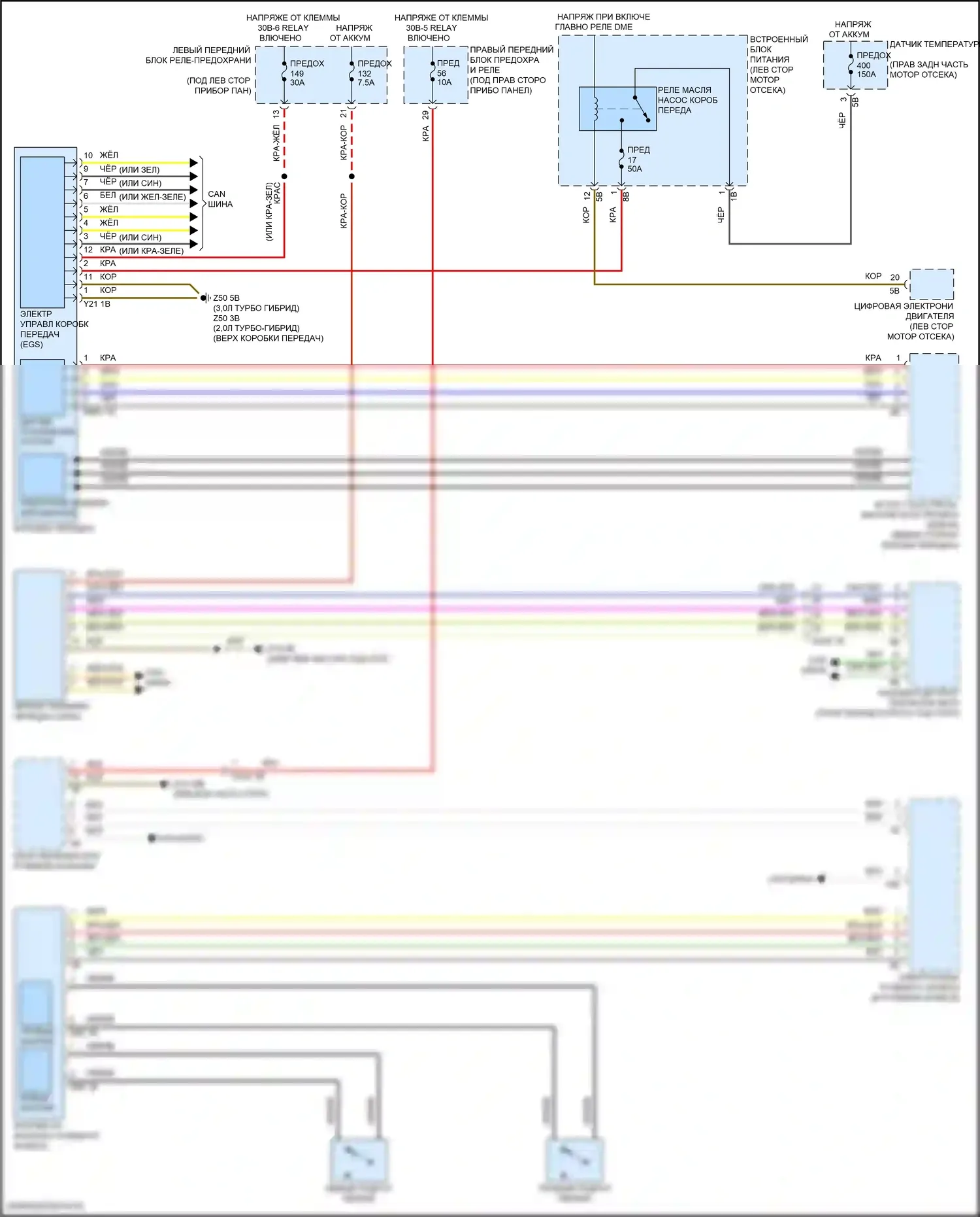 5 серия BMW G60 (2023-2024): Электросхема автоматической коробки передач 