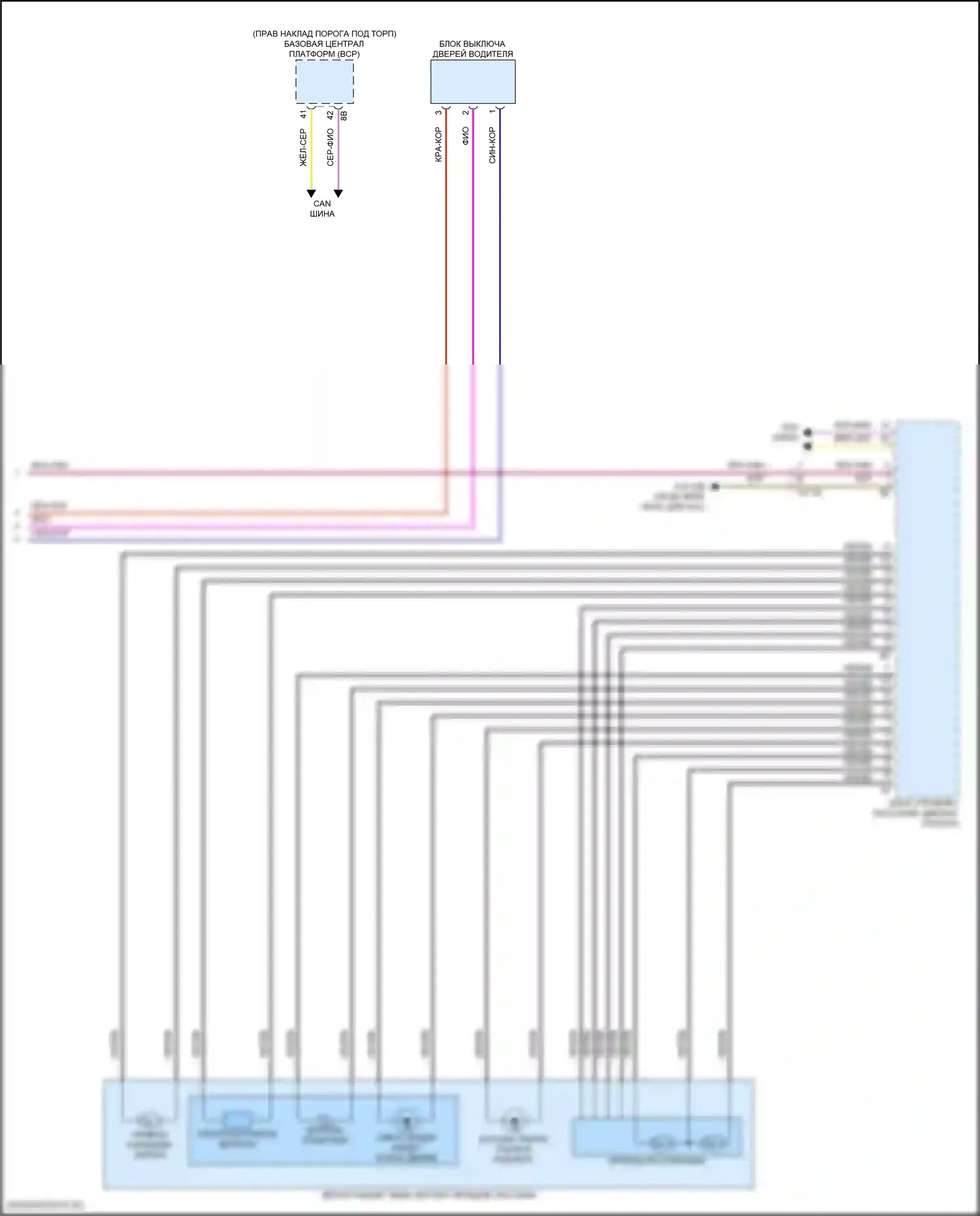 5 серия BMW G60 (2023-2024): Электросхема памяти зеркал (2 из 2) 