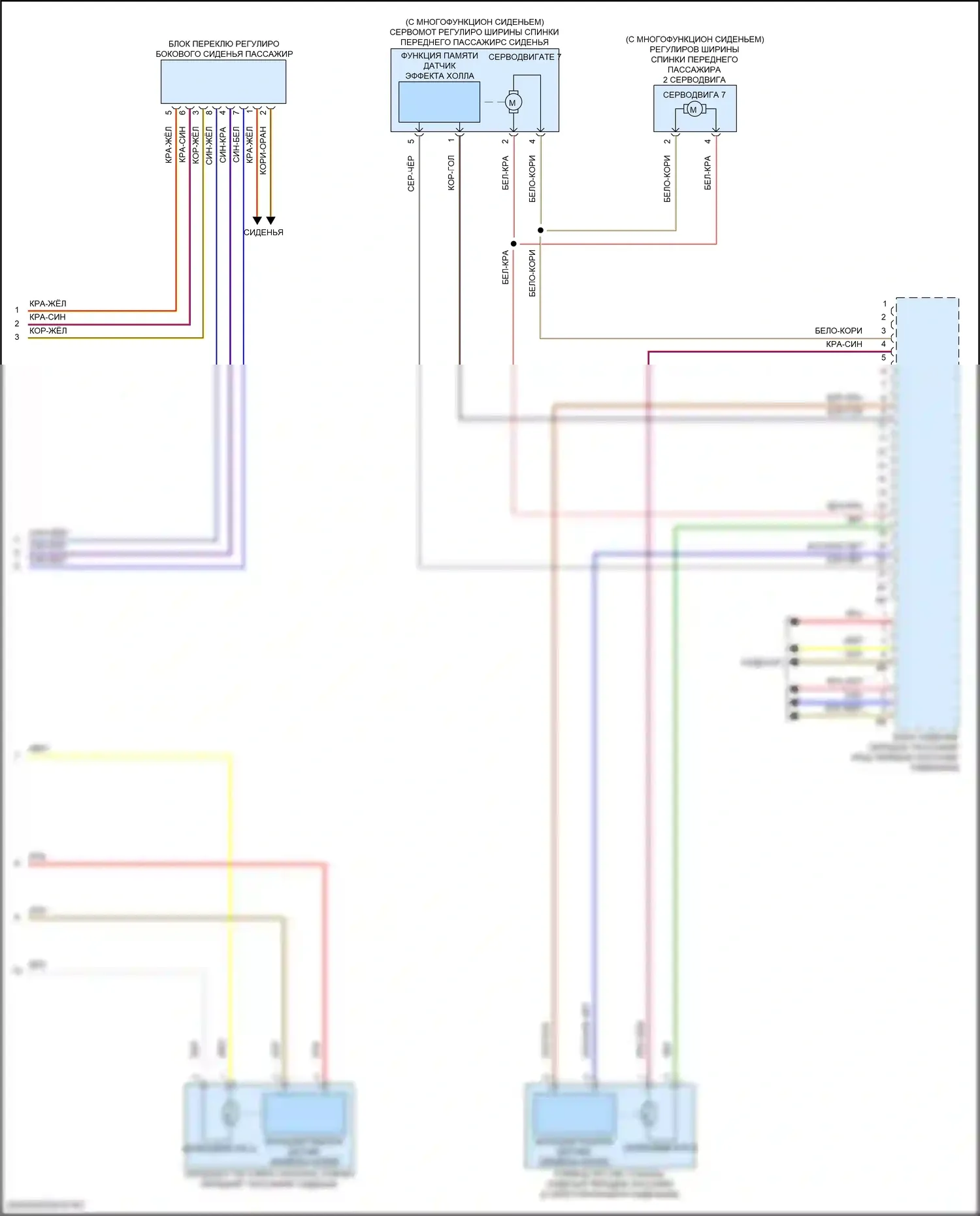 5 серия BMW G60 (2023-2024): Электросхема сиденья памяти пассажира (2 из 2) 