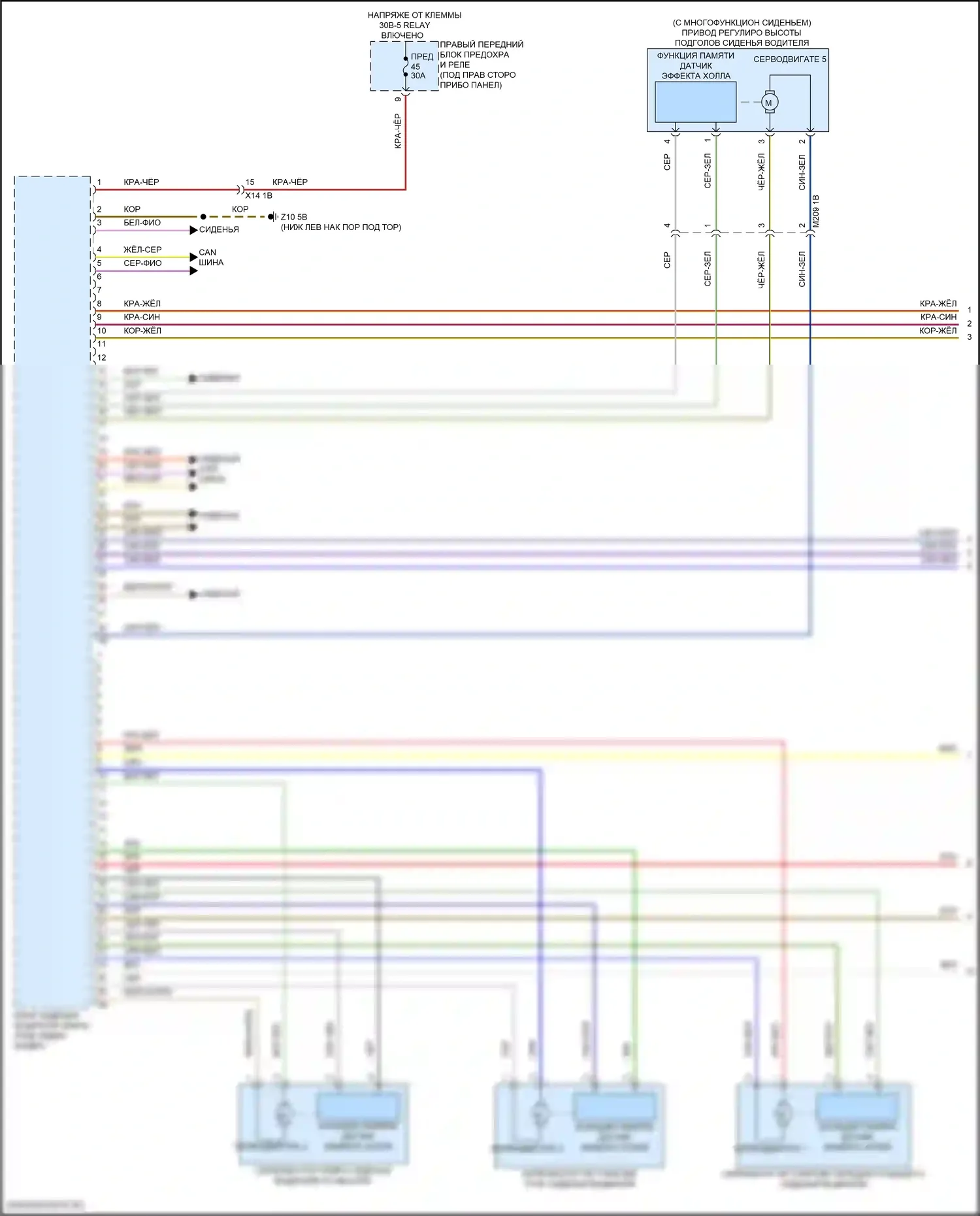 5 серия BMW G60 (2023-2024): Электросхема сиденья памяти водителя (1 из 2) 