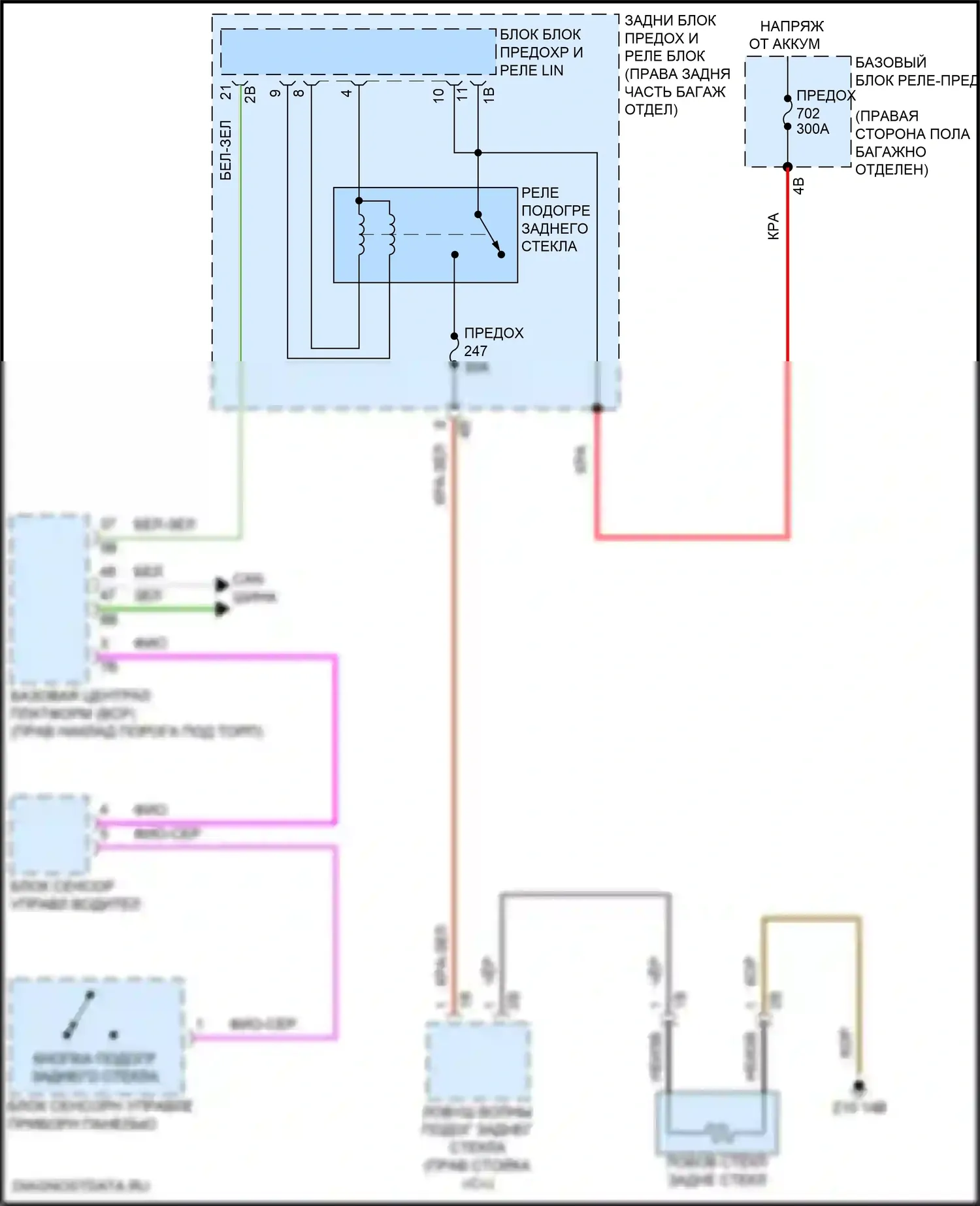 5 серия BMW G60 (2023-2024): Электросхема заднего подогрева 
