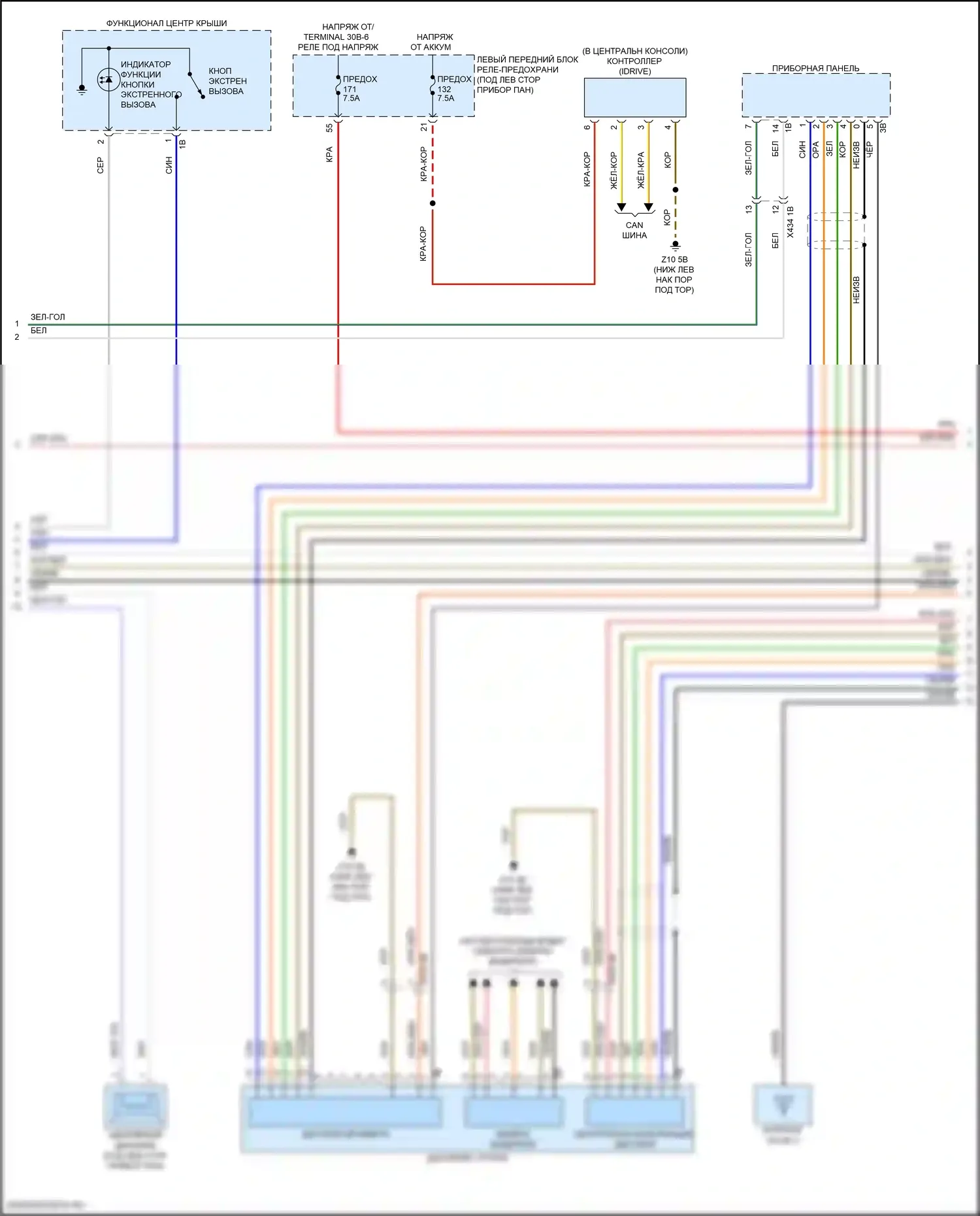 5 серия BMW G60 (2023-2024): Электросхема навигации, средний уровень (3 из 5) 