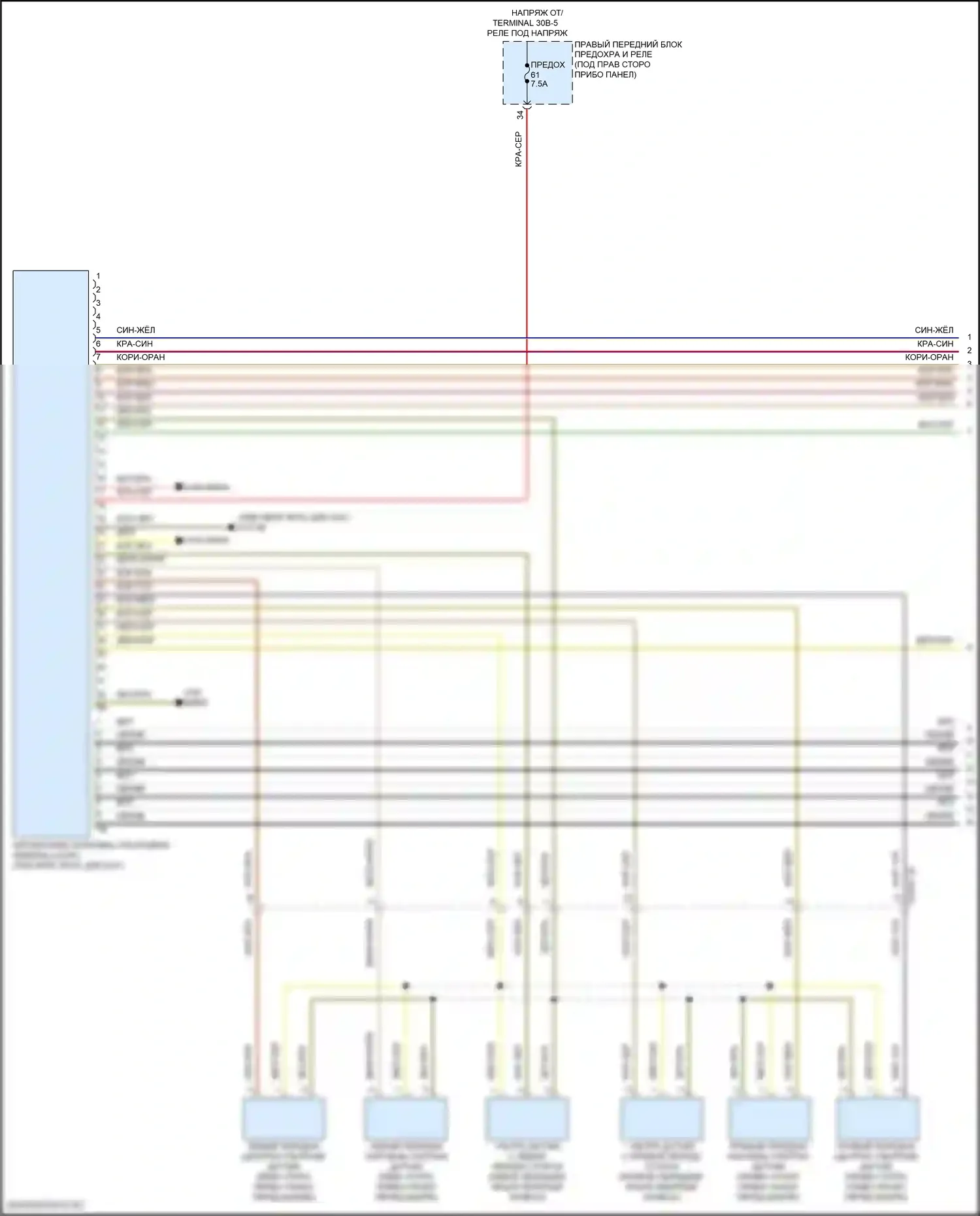 5 серия BMW G60 (2023-2024): Электросхема парктроника, с камерой кругового обзора (1 из 2) 