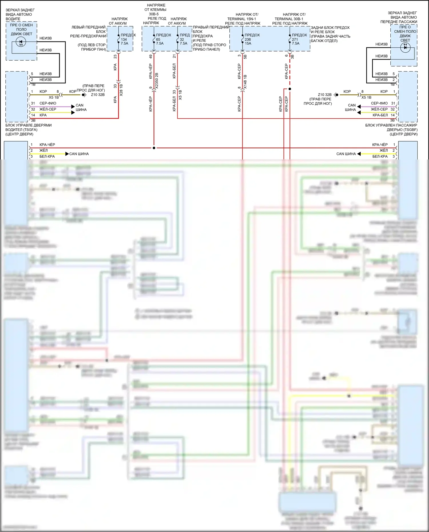 5 серия BMW G60 (2023-2024): Электросхема сигнализации о выезде с полосы движения 