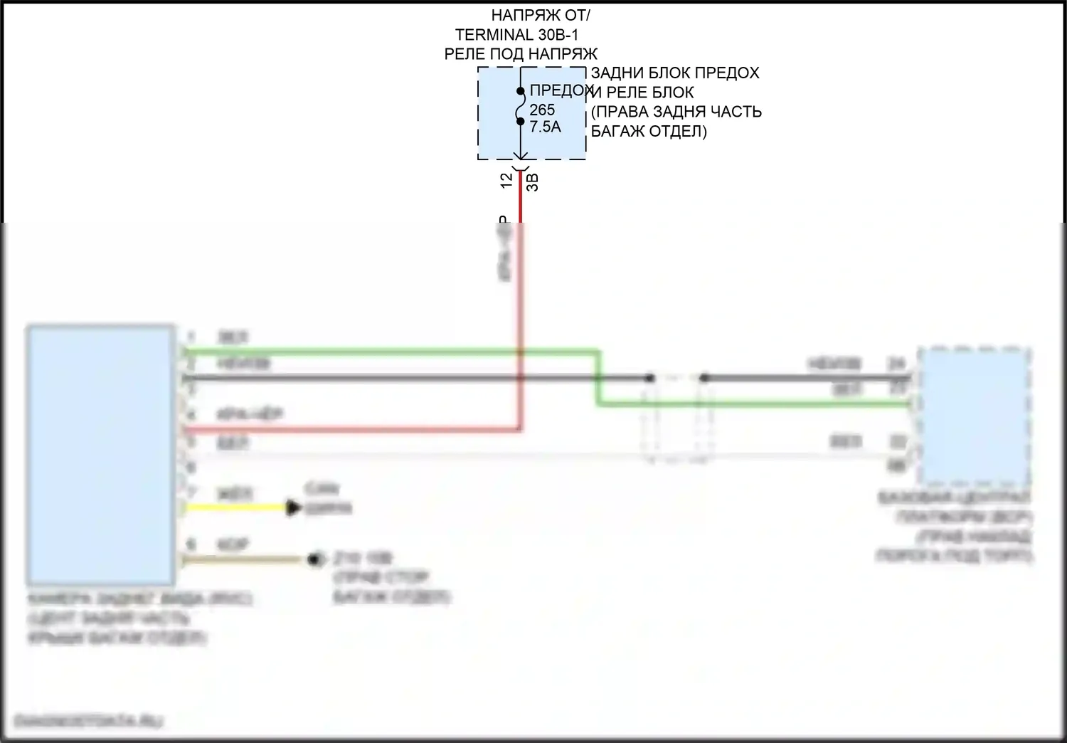 5 серия BMW G60 (2023-2024): Электросхема задней камеры 