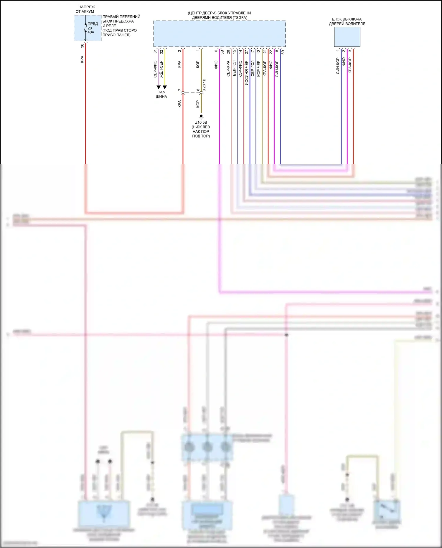 5 серия BMW G60 (2023-2024): Электросхема центрального замка (3 из 4) 